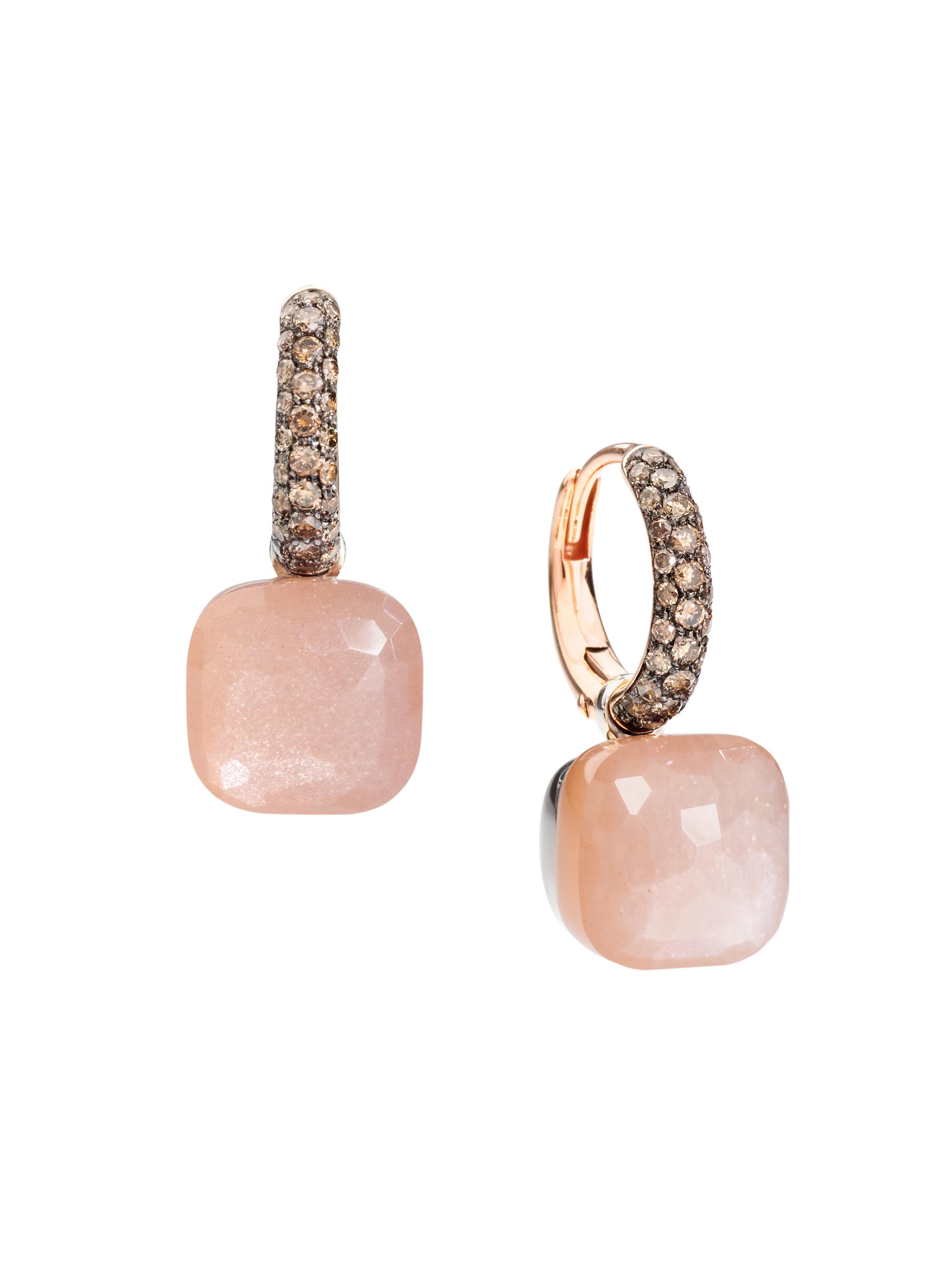 Pomellato Women's Nudo Classic Two-Tone 18K Gold, Moonstone & Diamond Drop Earrings - Rose Gold