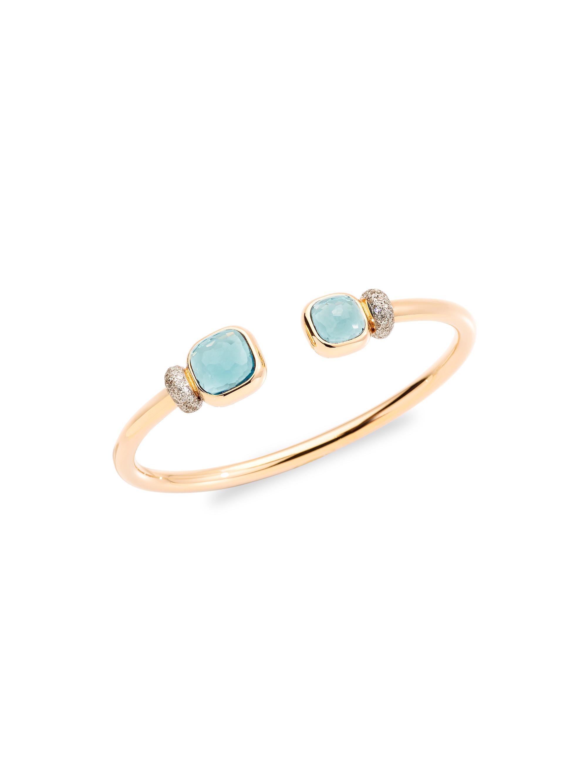 Pomellato Women's Nudo 18K Rose Gold, Sky Blue Topaz & Diamond Cuff - Rose Gold