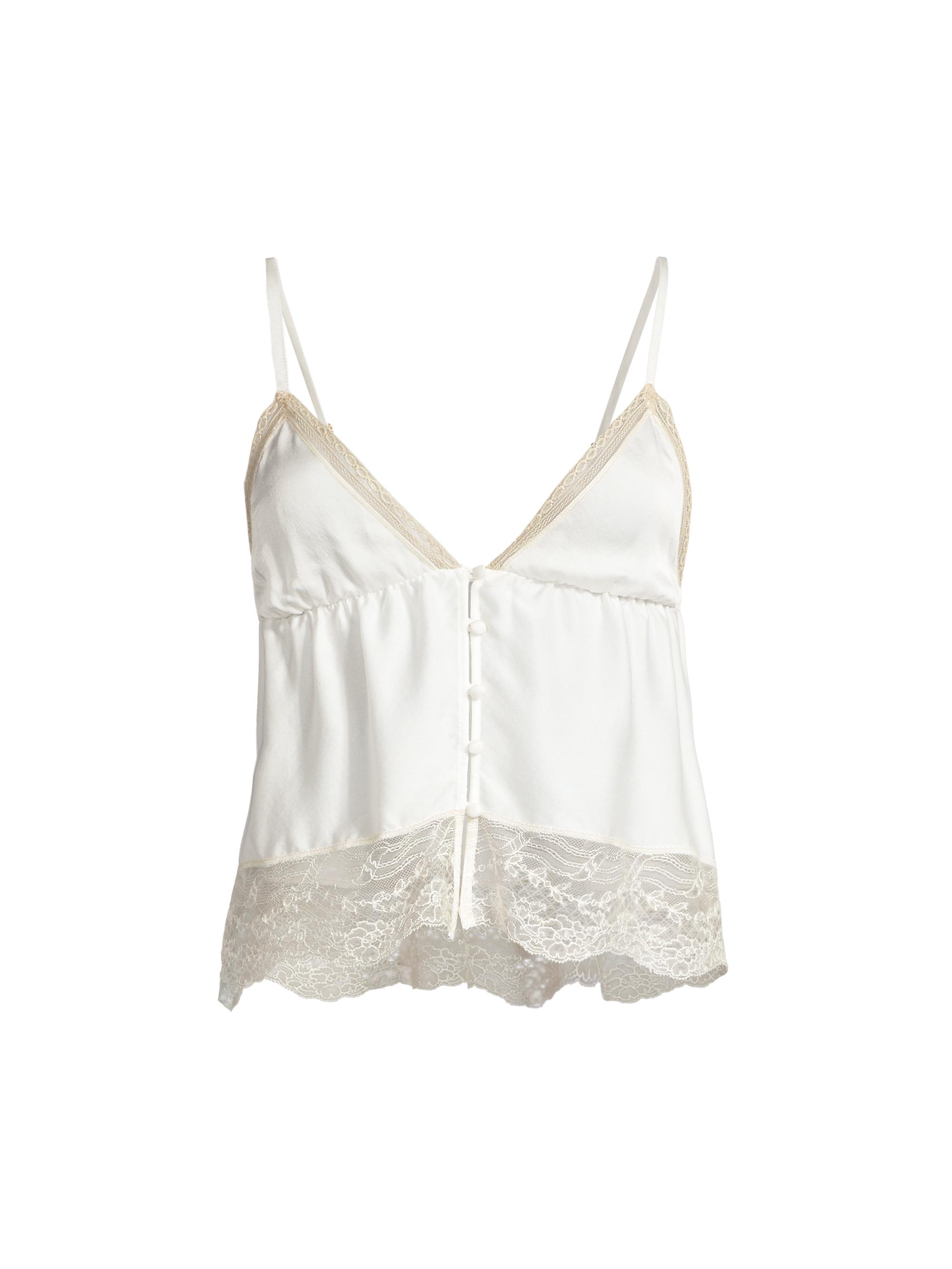 Kiki de Montparnasse Women's Tiered Lace-Trim Silk Camisole -  Sucre