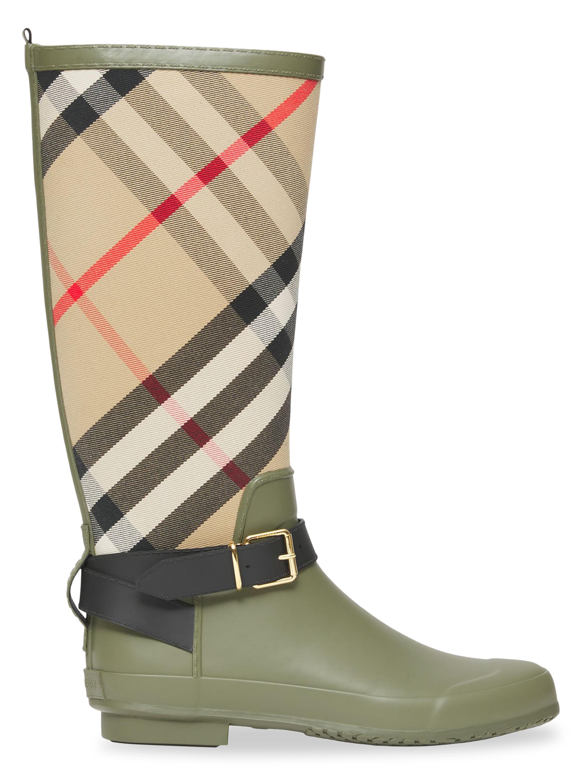 Burberry Women's Simeon Vintage Check Knee-High Boots - Dark Fern Multi