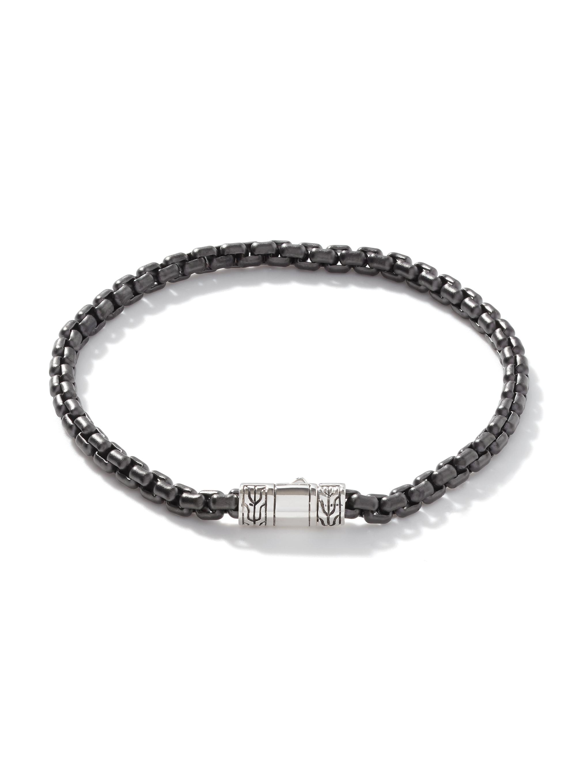 John Hardy Men's Chain Classic Sterling Silver Box Chain Bracelet - Dark Silver