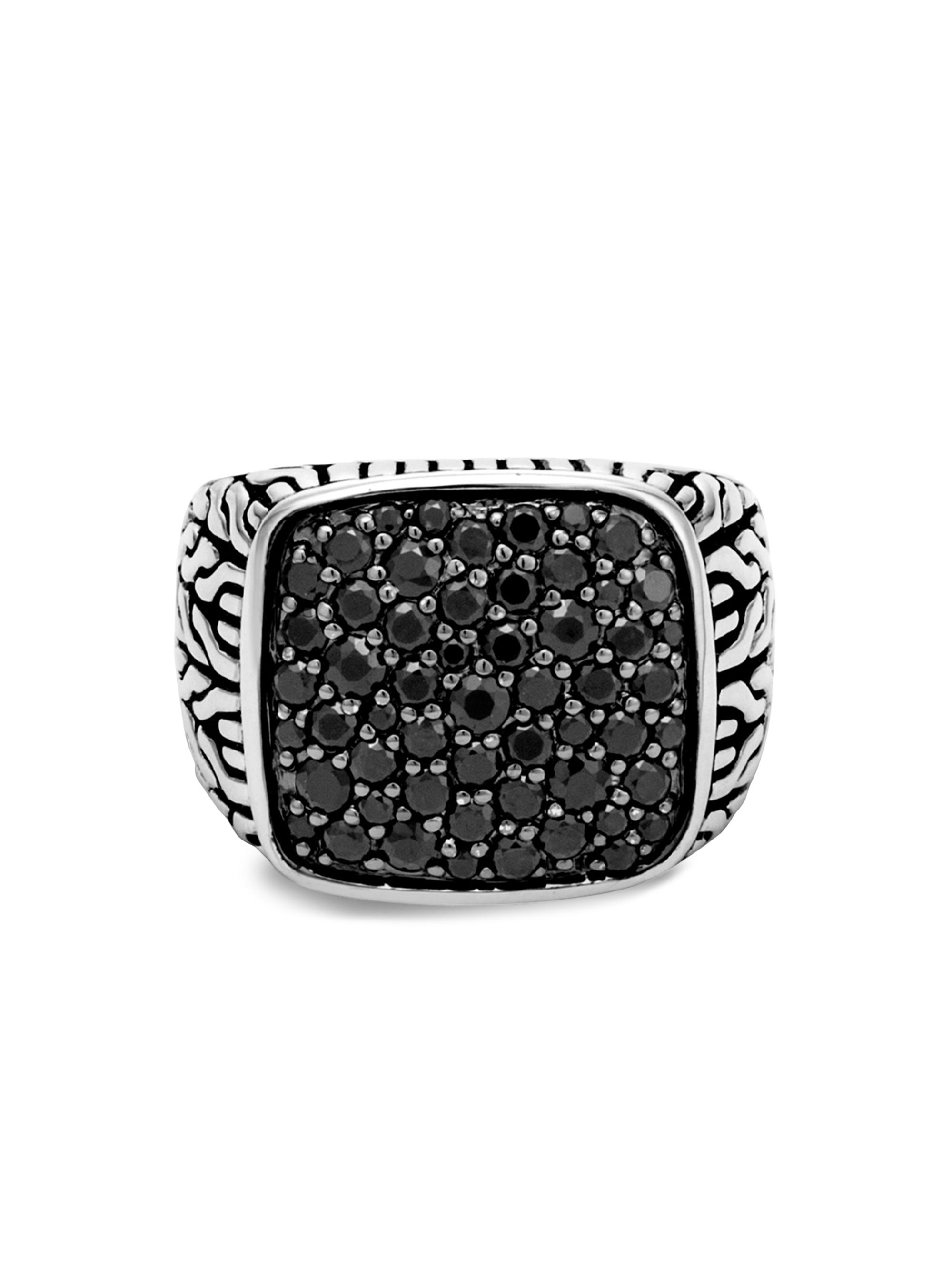 John Hardy Men's Chain Collection Classic Black Rhodium-Plated Sterling Silver Signet Ring - Black