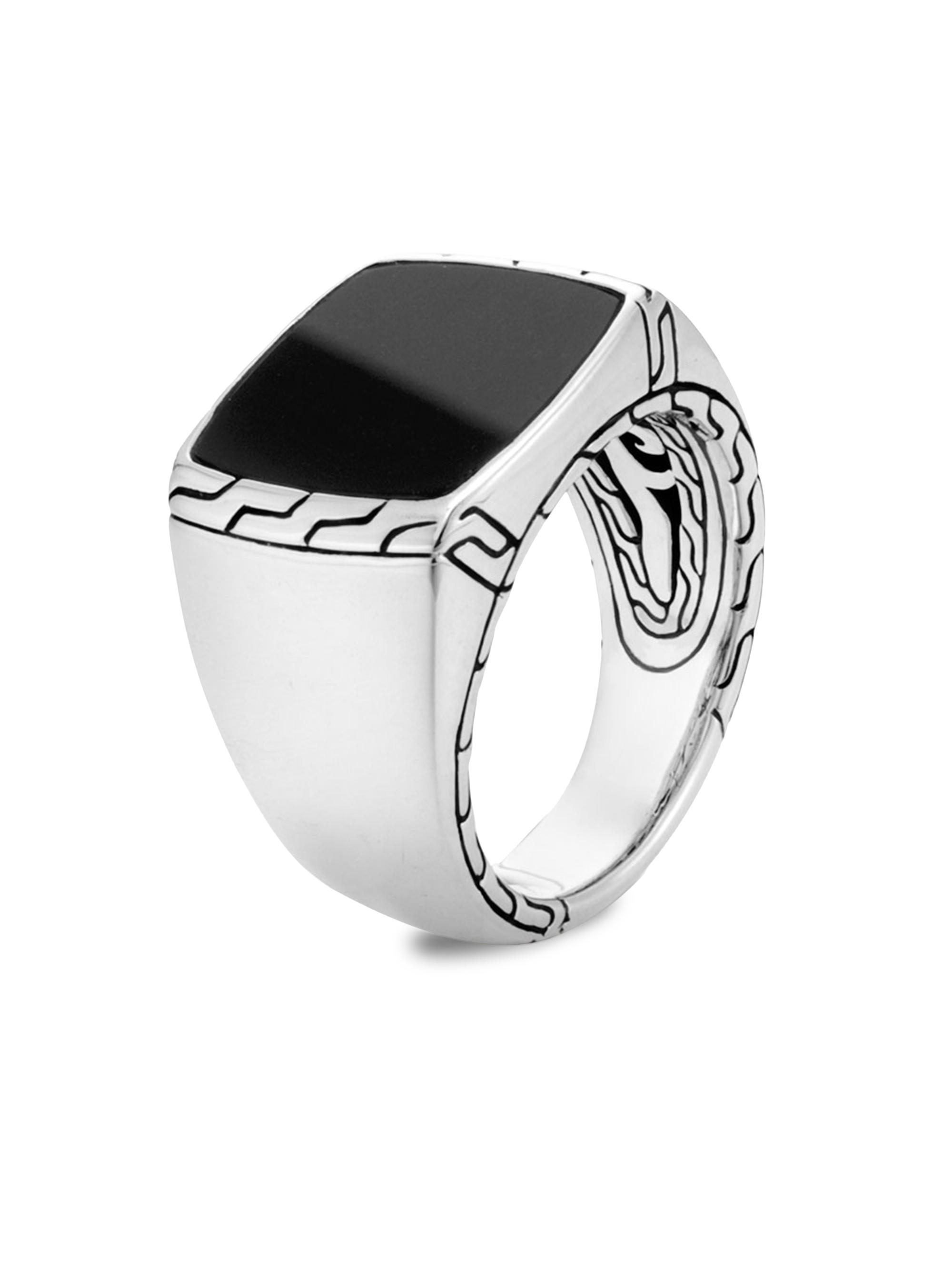 John Hardy Men's Chain Collection Black Jade & Sterling Silver Signet Ring - Black