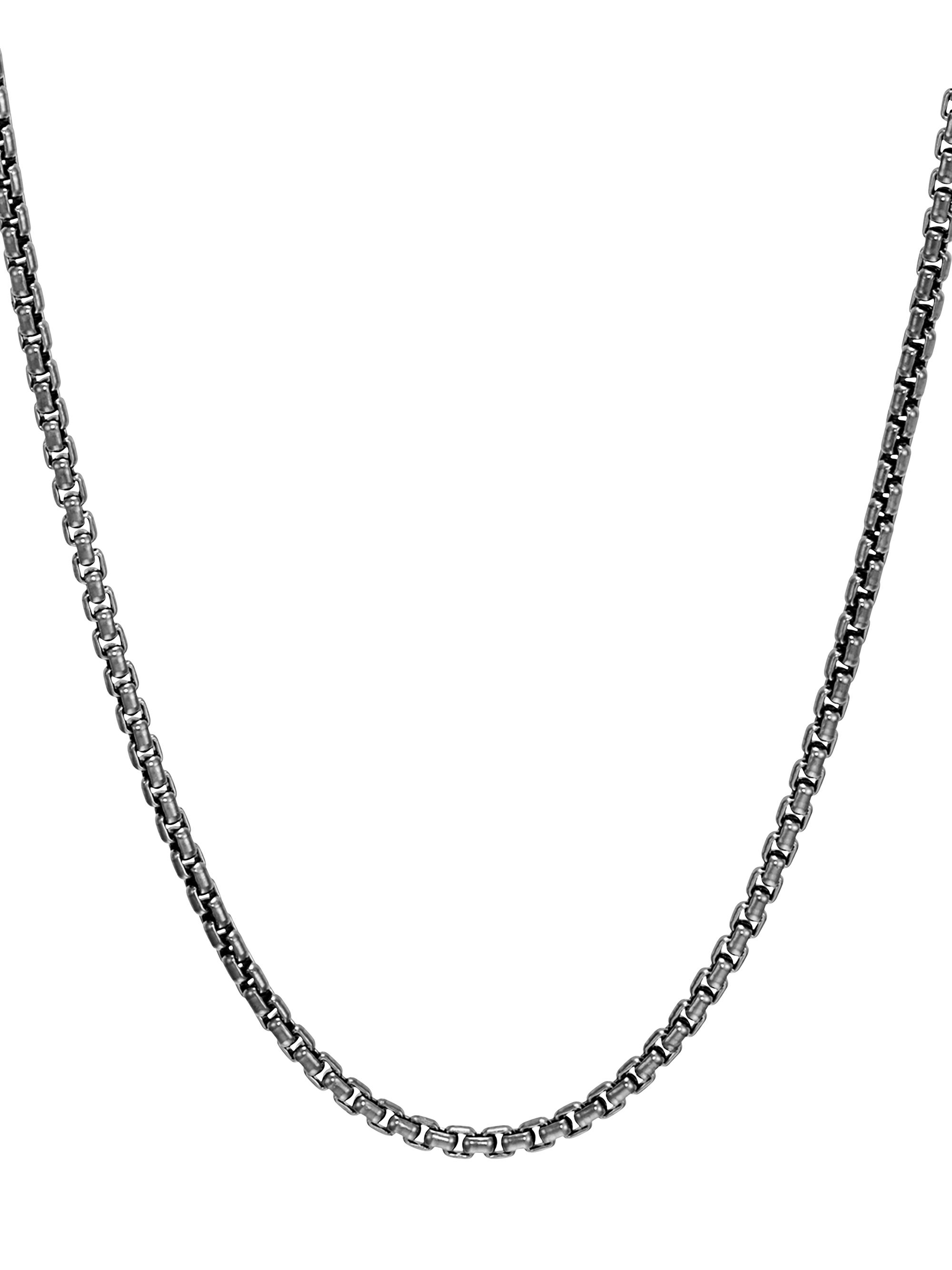 John Hardy Men's Chain Collection Classic Blackened Silver Box Chain Necklace - Rhodium