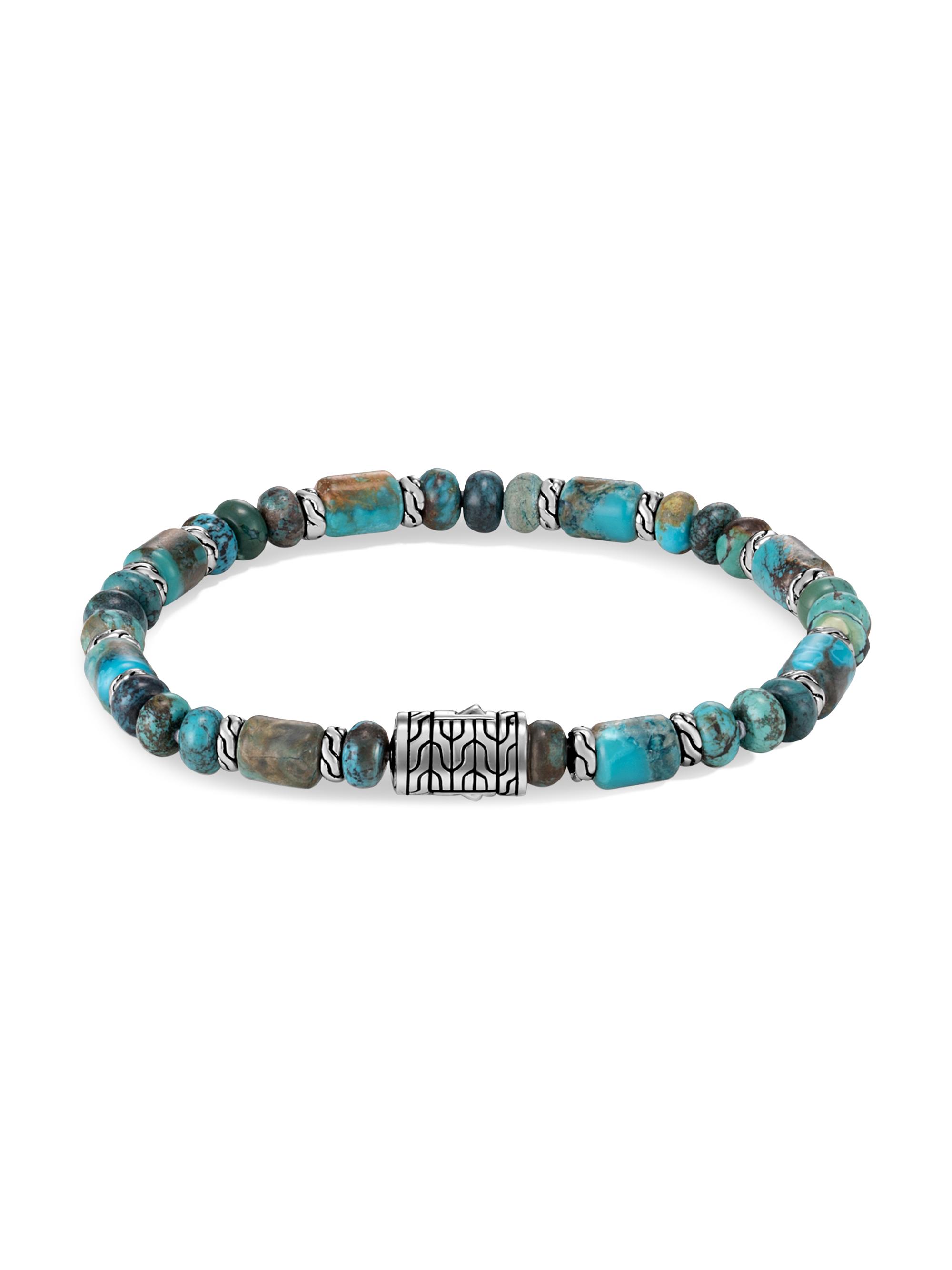 John Hardy Men's Chain Collection Turquoise & Sterling Silver Beaded Bracelet - Turquoise