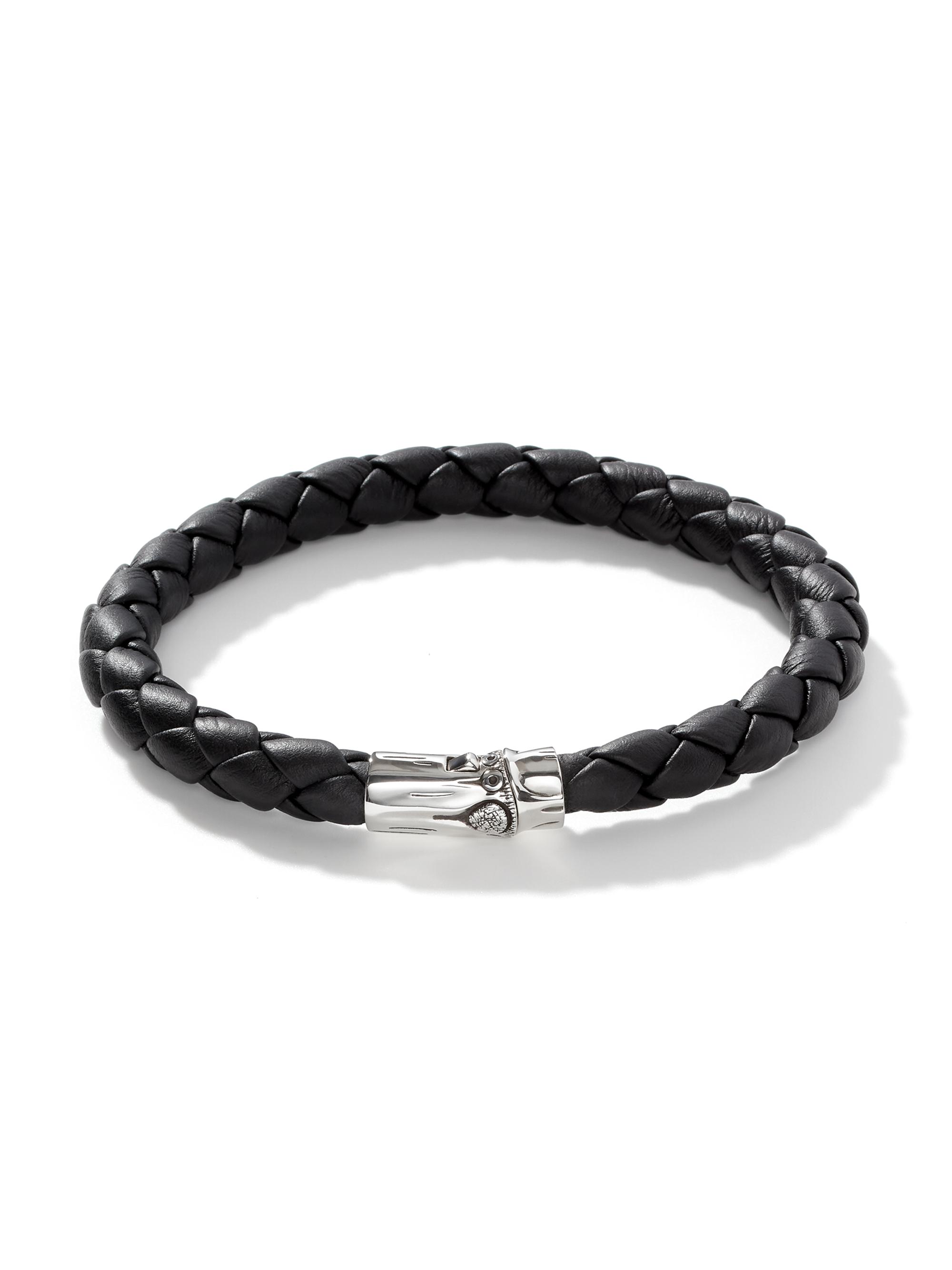 John Hardy Men's Bamboo Sterling Silver, Diamond & Leather Station Bracelet - Black