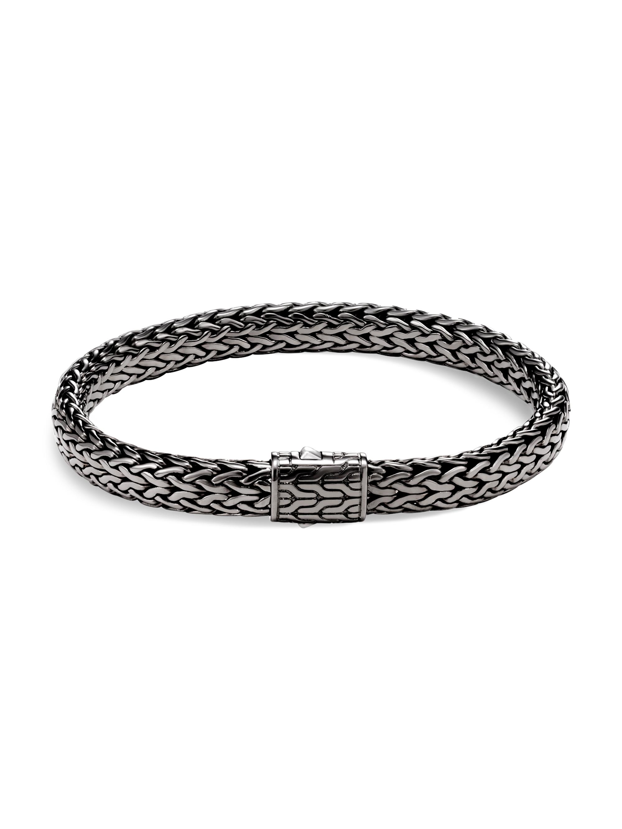 John Hardy Men's Chain Collection Black Rhodium-Plated Sterling Silver Icon Woven Chain Bracelet - Rhodium
