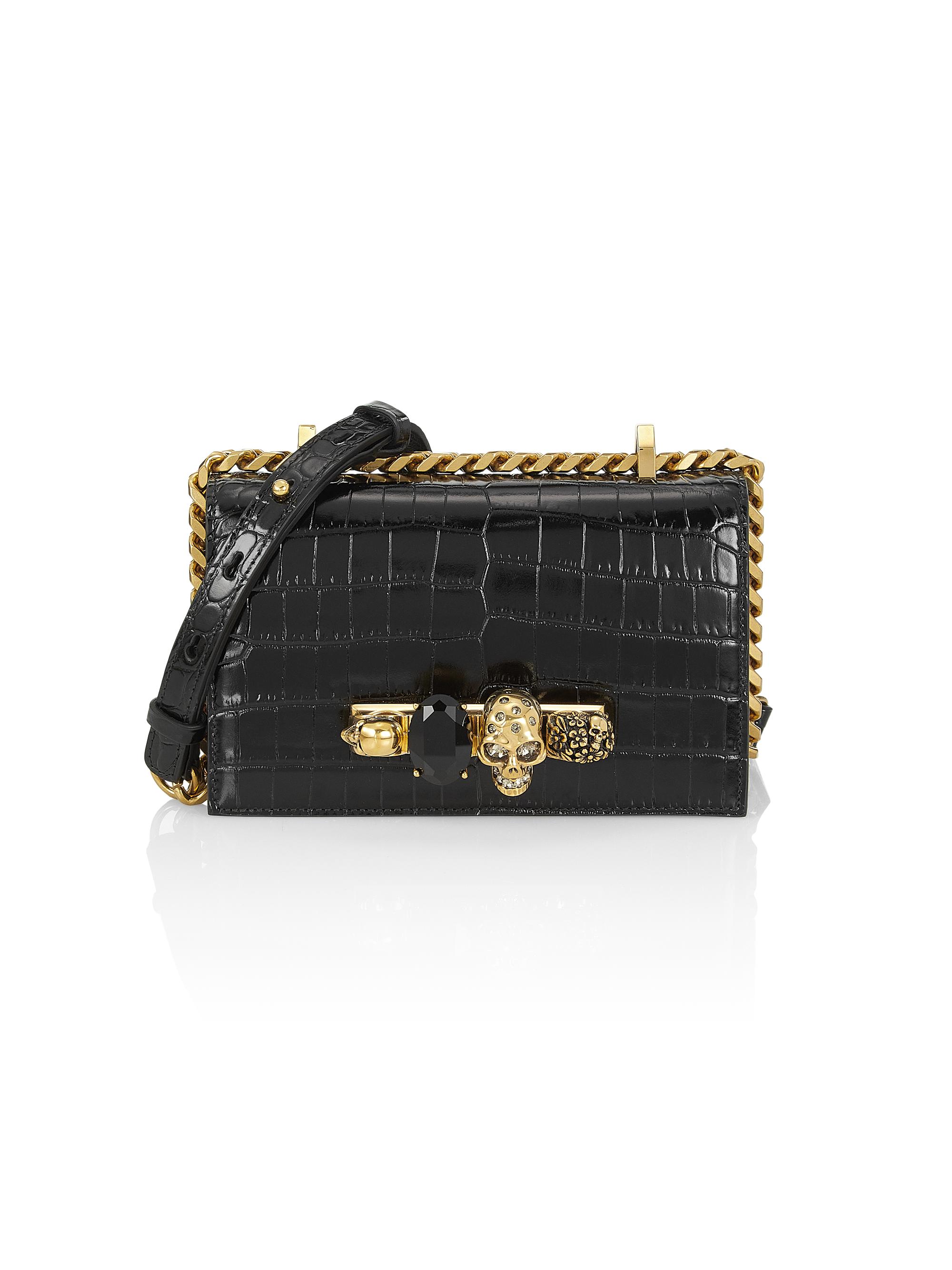 McQueen Women's Mini Jewelled Satchel In Leather - Black