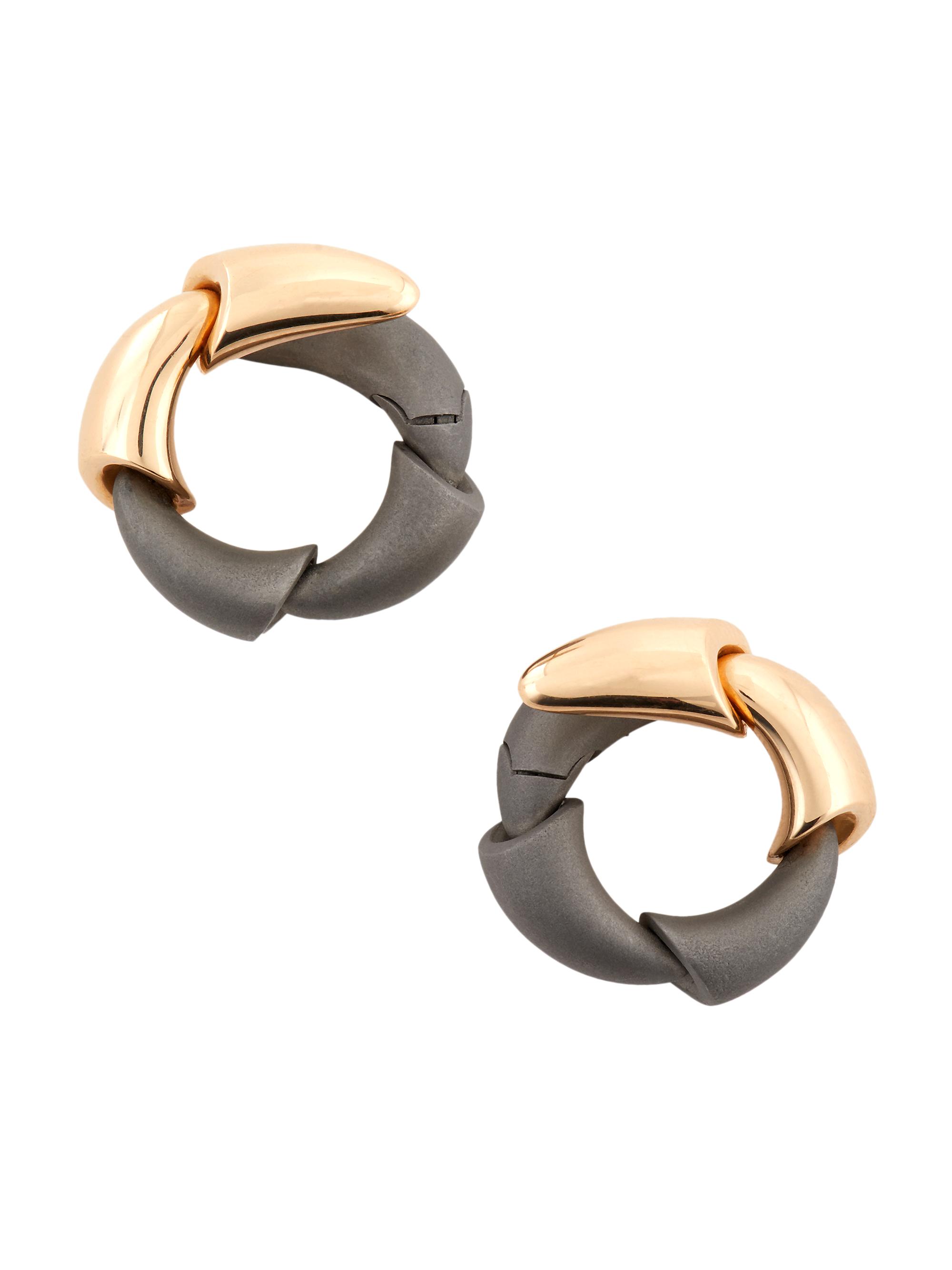Vhernier Women's Calla Titanium & 18K Rose Gold Hoop Earrings - Rose Gold Titanium