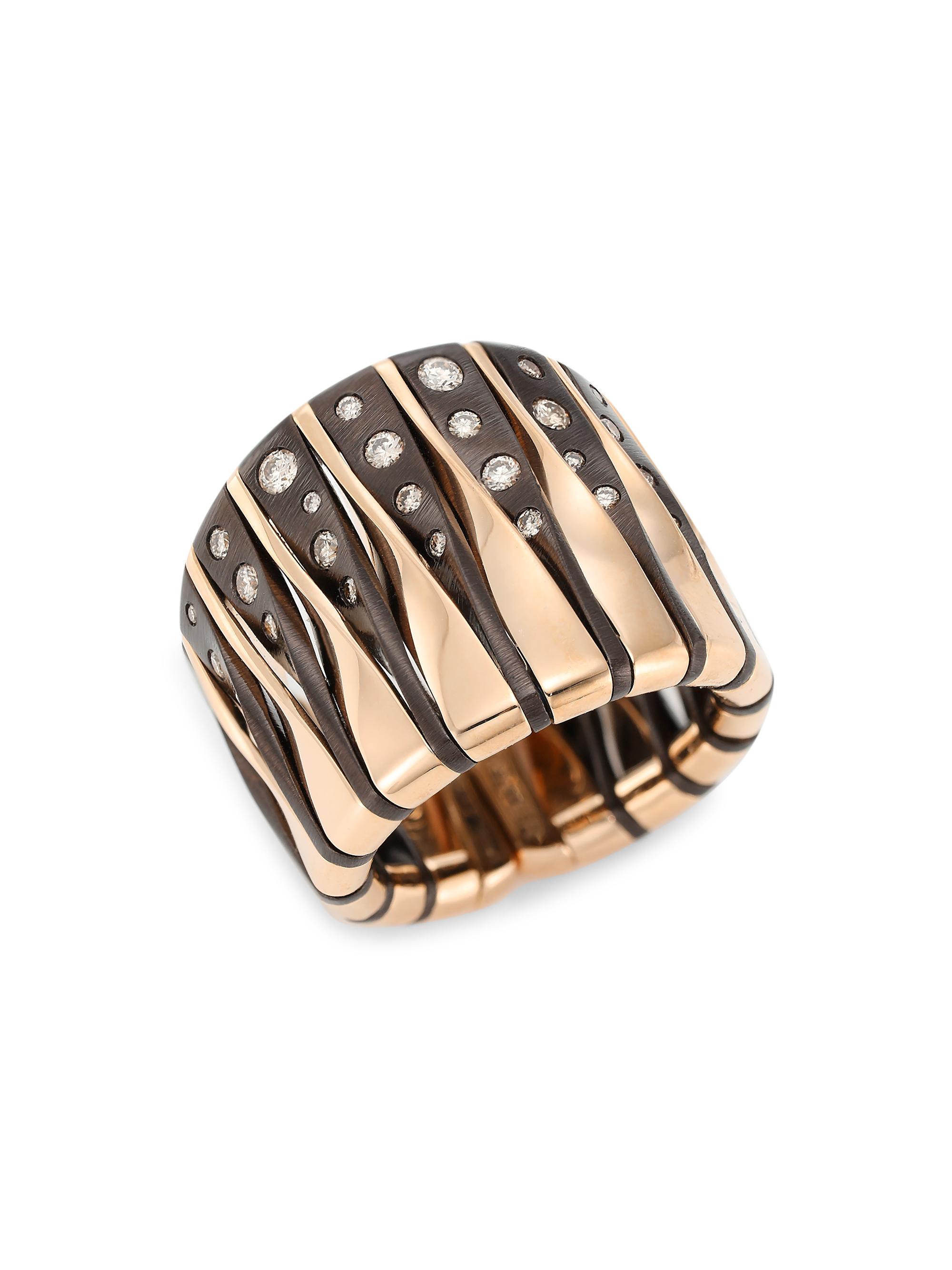 Vhernier Women's Coucher Du Soleil 18K Rose Gold, Bronze & Diamond Tapered Ring - Rose Gold Bronze
