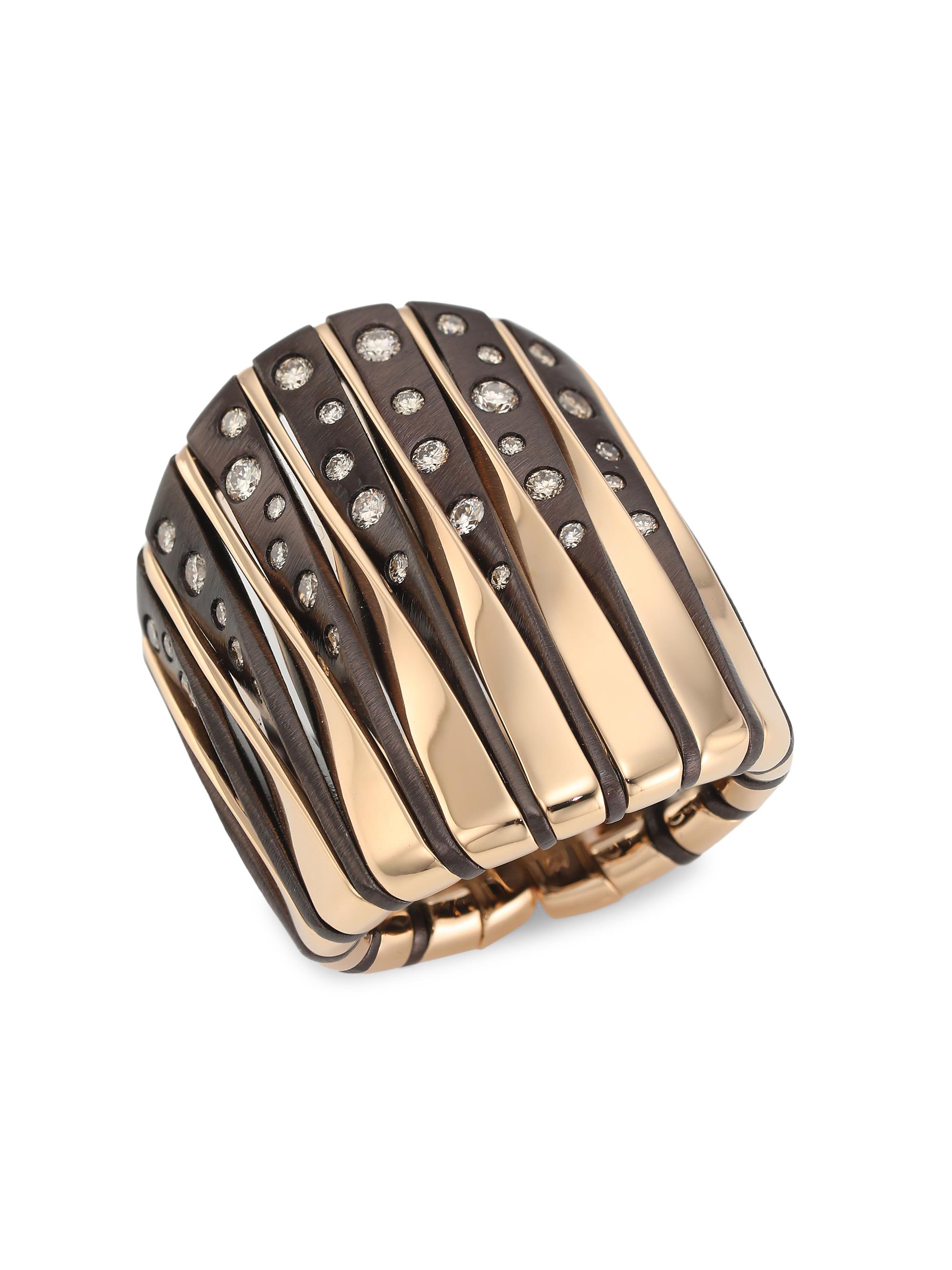 Vhernier Women's Coucher Du Soleil 18K Rose Gold, Bronze & Diamond Tapered Ring - Rose Gold Bronze
