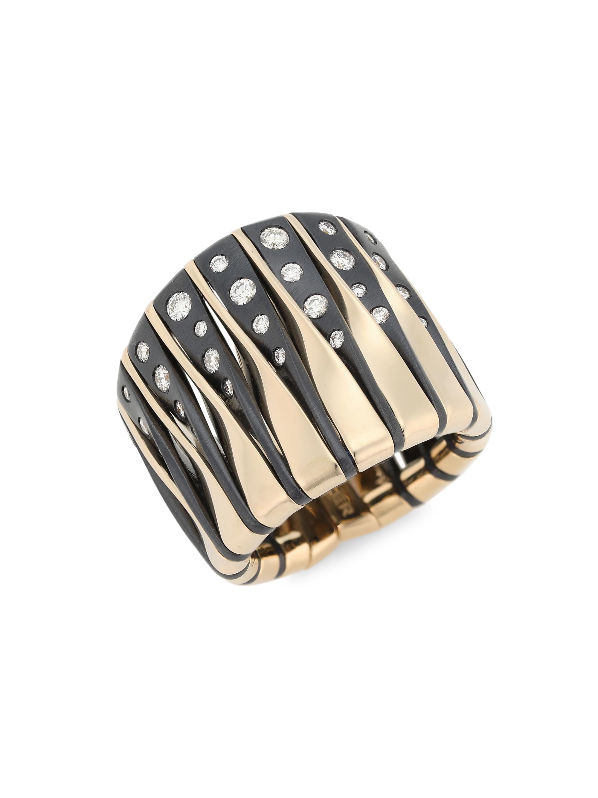 Vhernier Women's Coucher Du Soleil 18K White Gold, Bronze & Diamond Tapered Ring - White Gold Bronzew