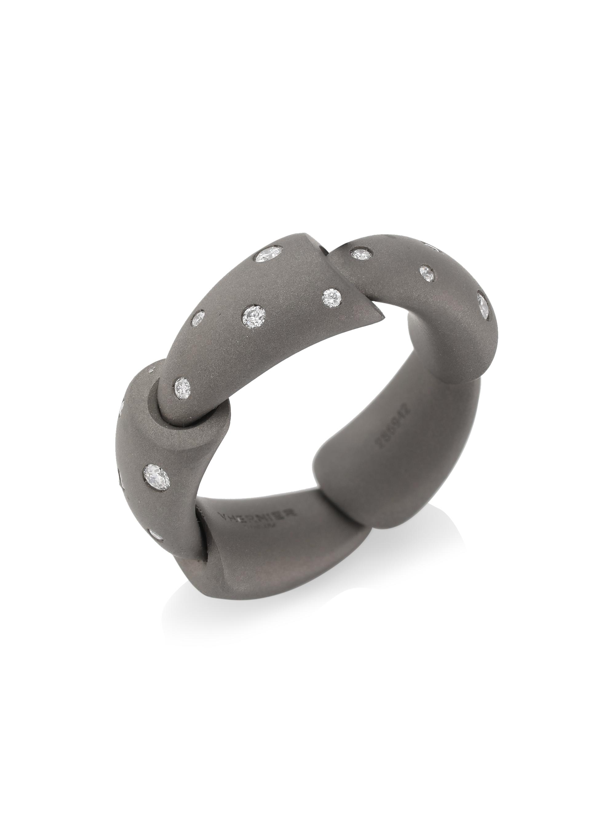 Vhernier Women's Calla Titanium & Diamond Ring - Titanium