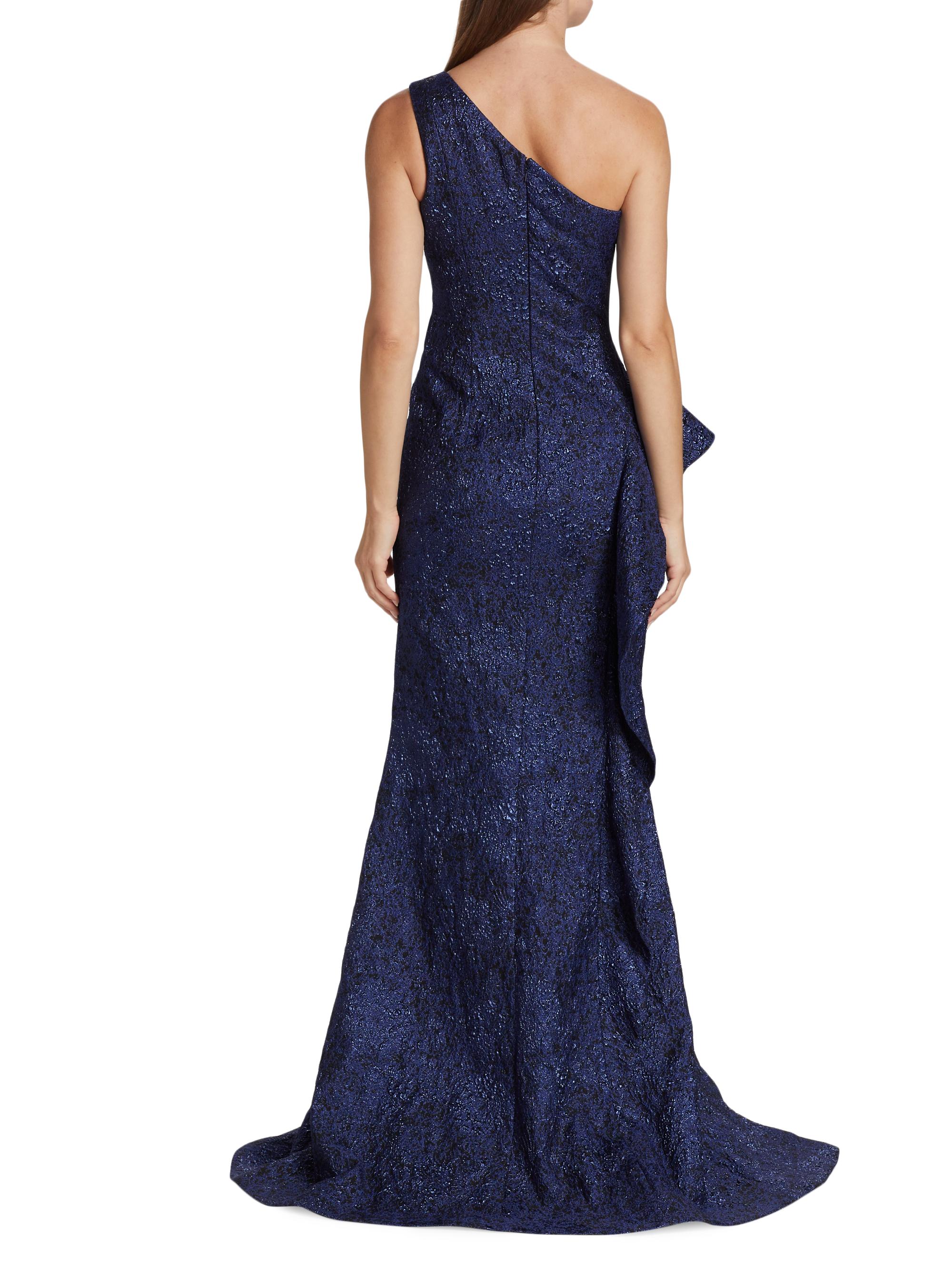 Teri Jon by Rickie Freeman Metallic Jacquard One-Shoulder Gown | Saks Fifth  Avenue