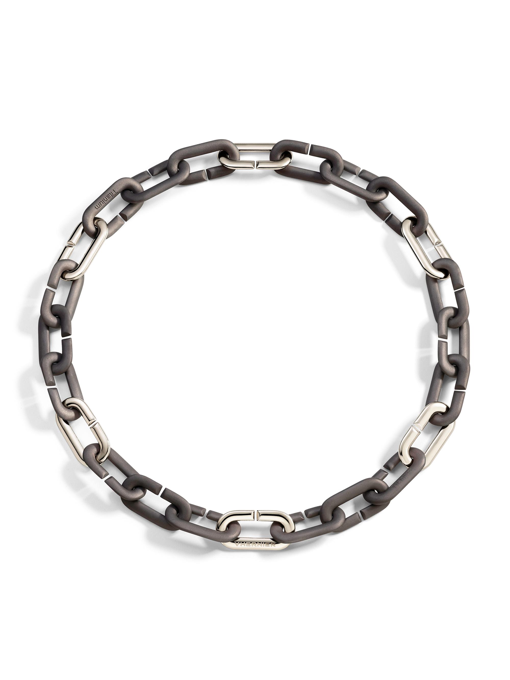 Vhernier Women's Mon Jeu 18K White Gold & Titanium Chain Necklace - White Black