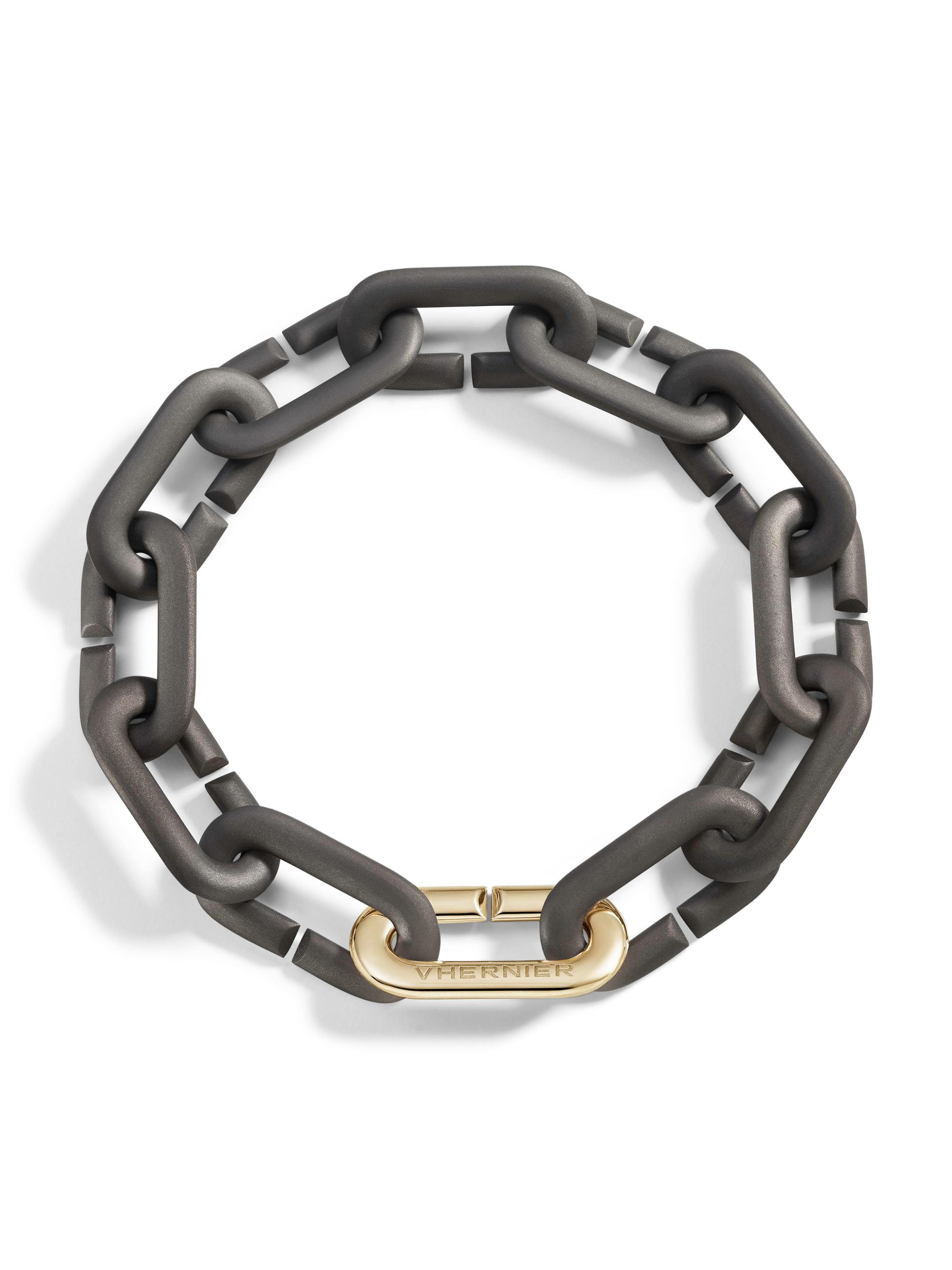 Vhernier Women's Mon Jeu 18K White Gold & Titanium Chain Bracelet - Black White