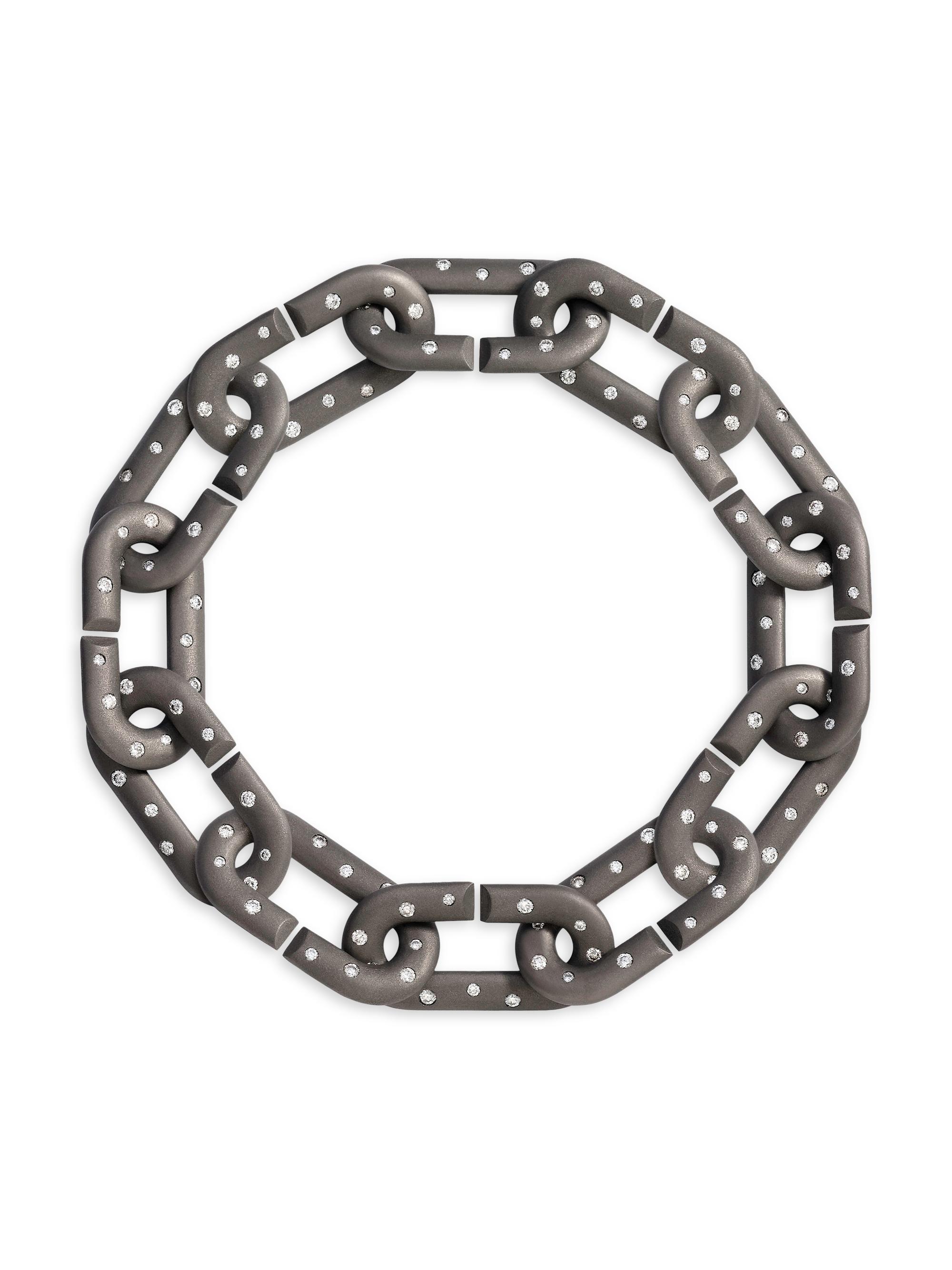 Vhernier Women's Mon Jeu Titanium & Diamond Chain Bracelet - Titanium
