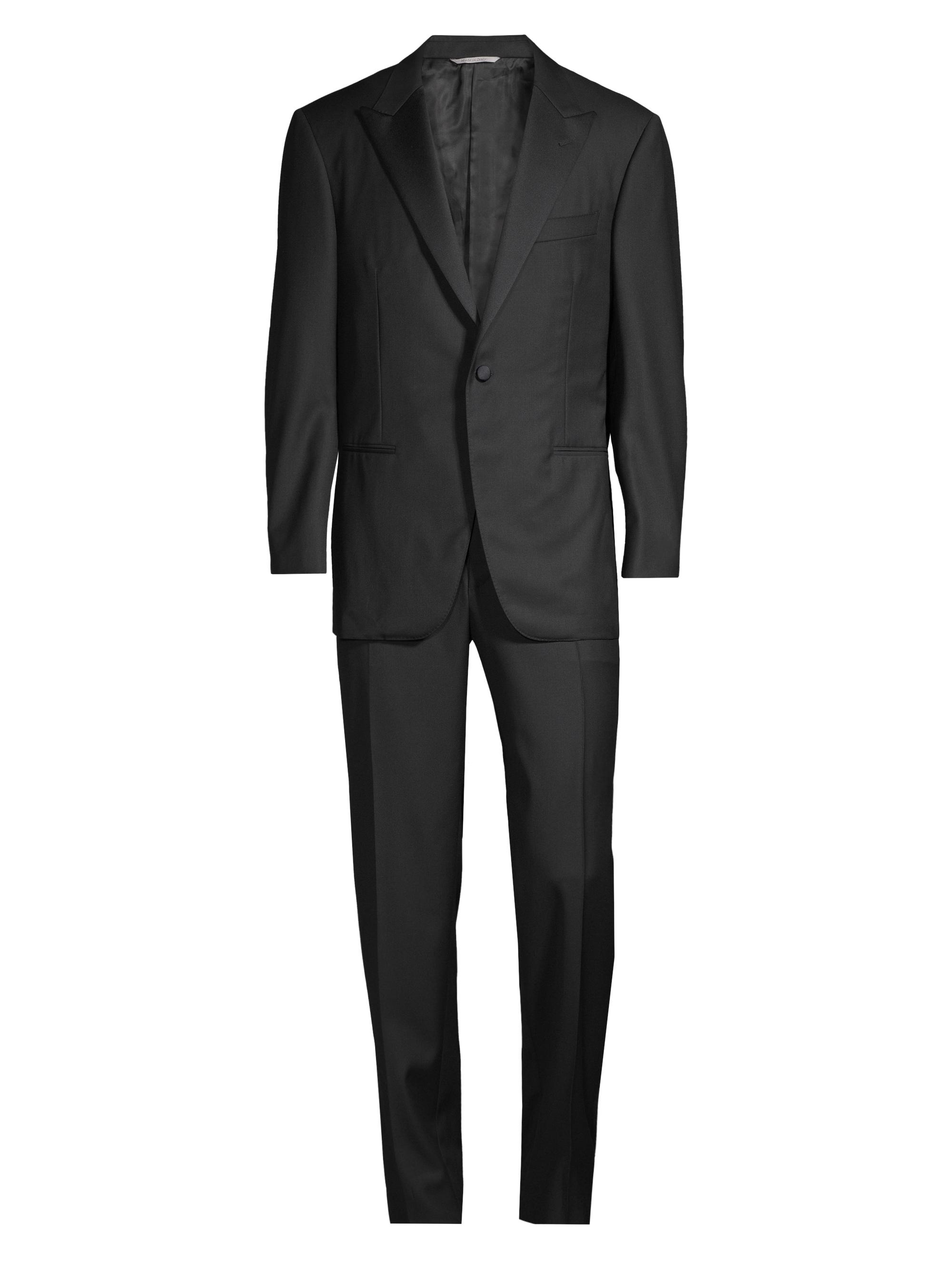 Canali One-Button Peak Lapel Wool Suit | Saks Fifth Avenue
