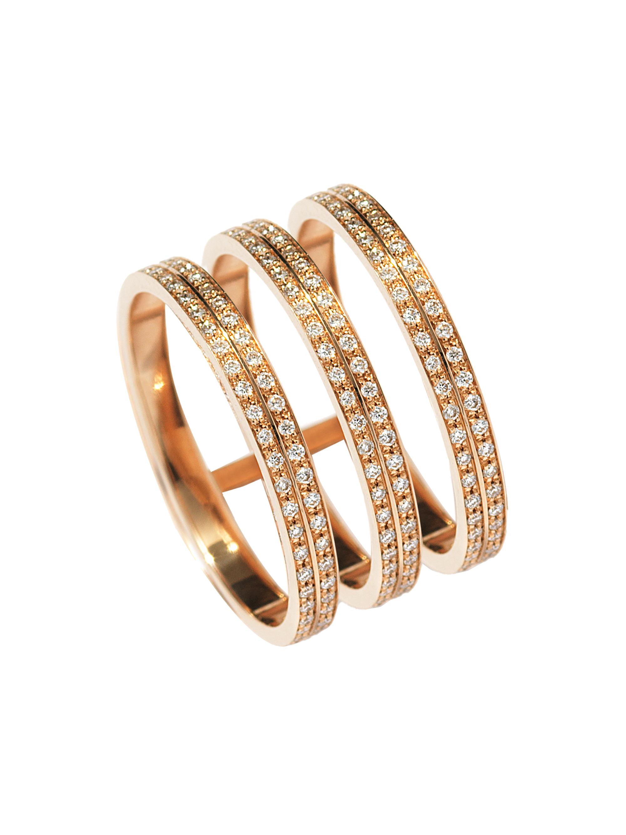 Repossi Women's Berbere 18K Rose Gold & 1.48 TCW Triple-Band Ring - Pink Gold