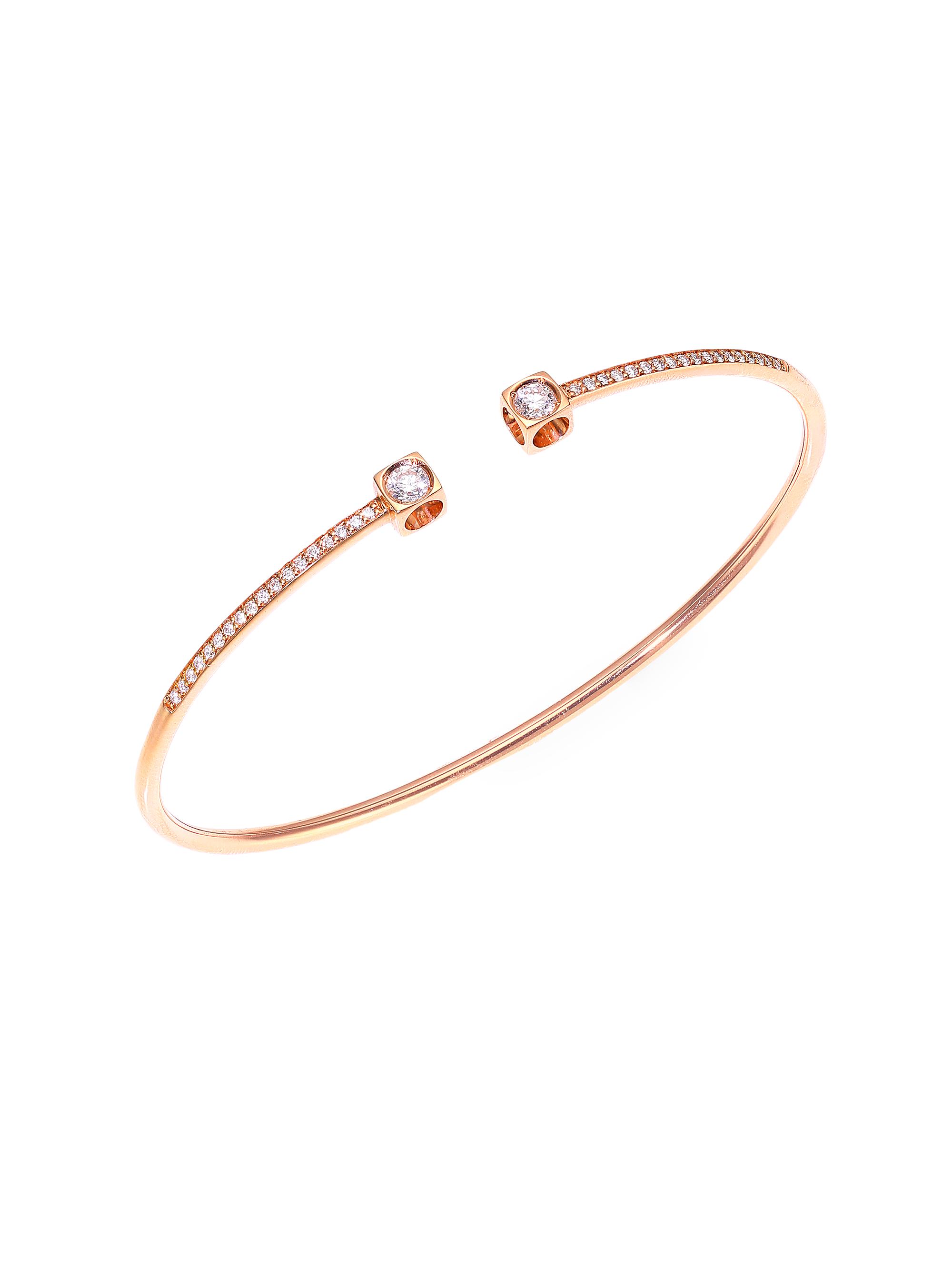 Dinh Van Women's Le Cube Diamant 18K Rose Gold & Diamond  Cuff - Rose Gold