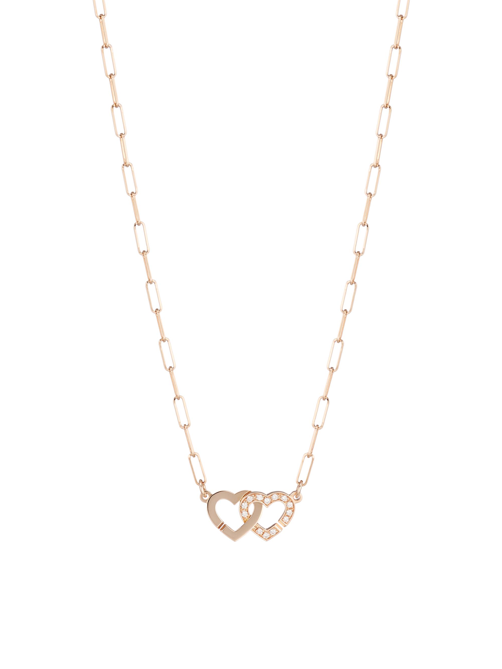 Dinh Van Women's Double Coeurs R9 18K Rose Gold & Diamond Chain Necklace - Rose Gold