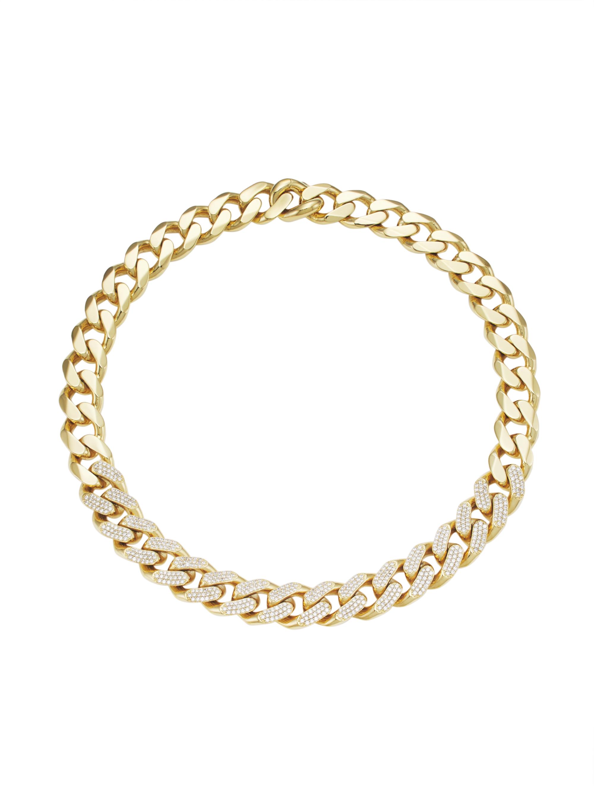Adriana Orsini Women's Highlight 18K-Gold-Plated Cubic Zirconia Pavé  Curb Chain Collar Necklace - Gold