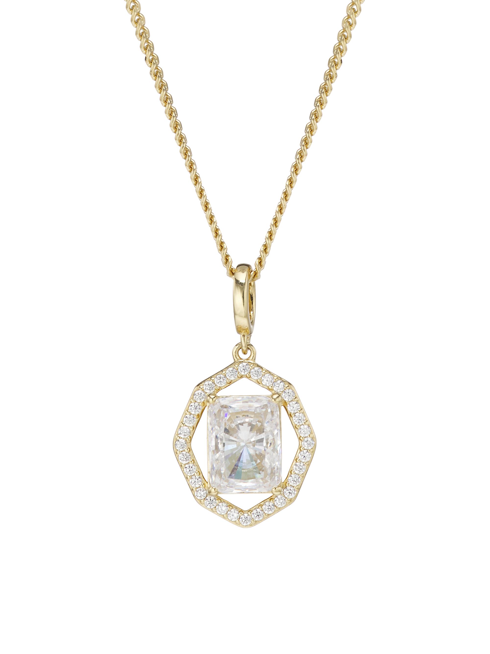 Adriana Orsini Women's Complement 18K Goldplated Cubic Zirconia Emerald-Cut Pendant Necklace - Gold