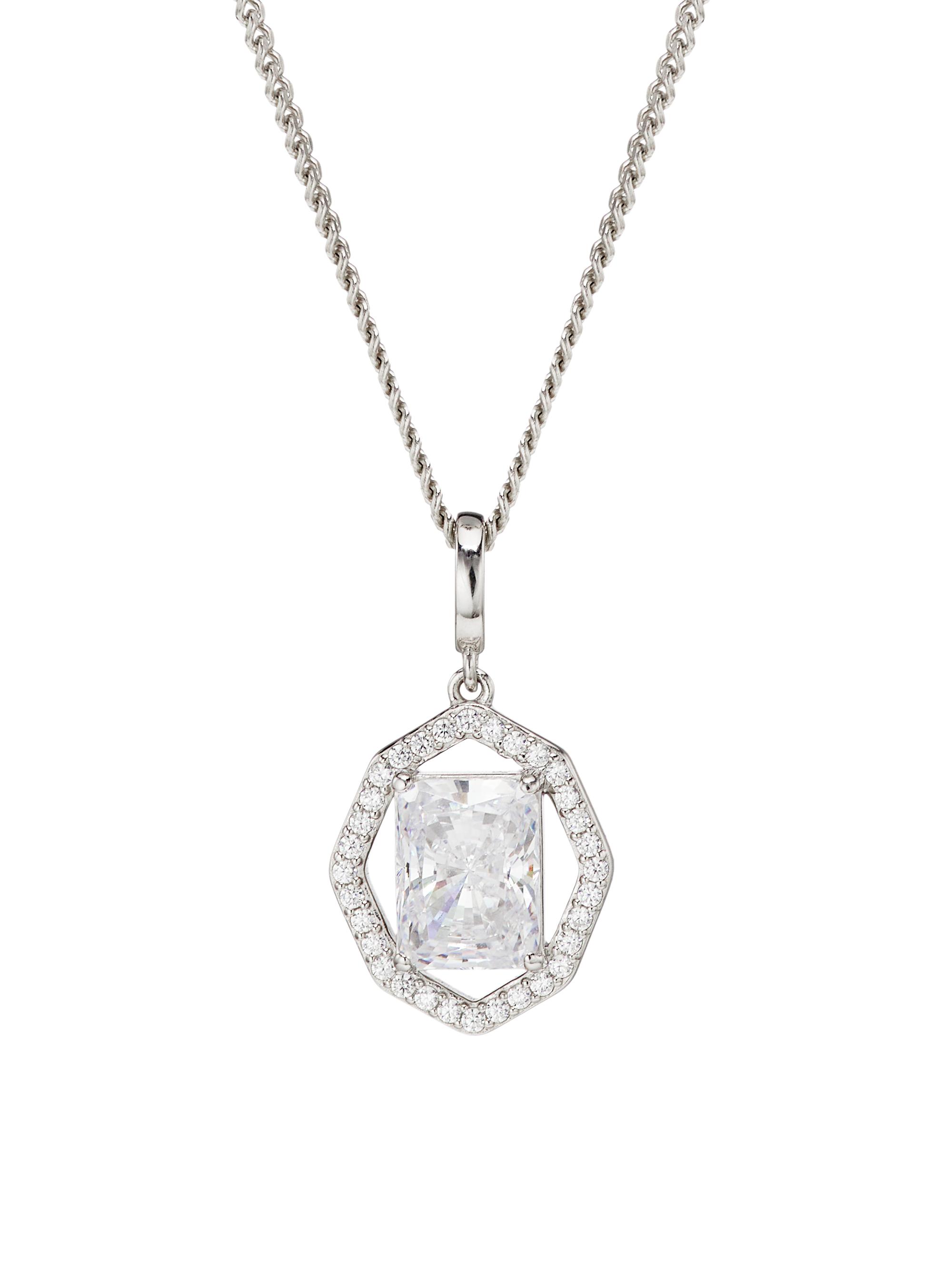 Adriana Orsini Women's Complement Sterling Silver &Emerald-Cut Cubic Zirconia Pendant Necklace - Rhodium