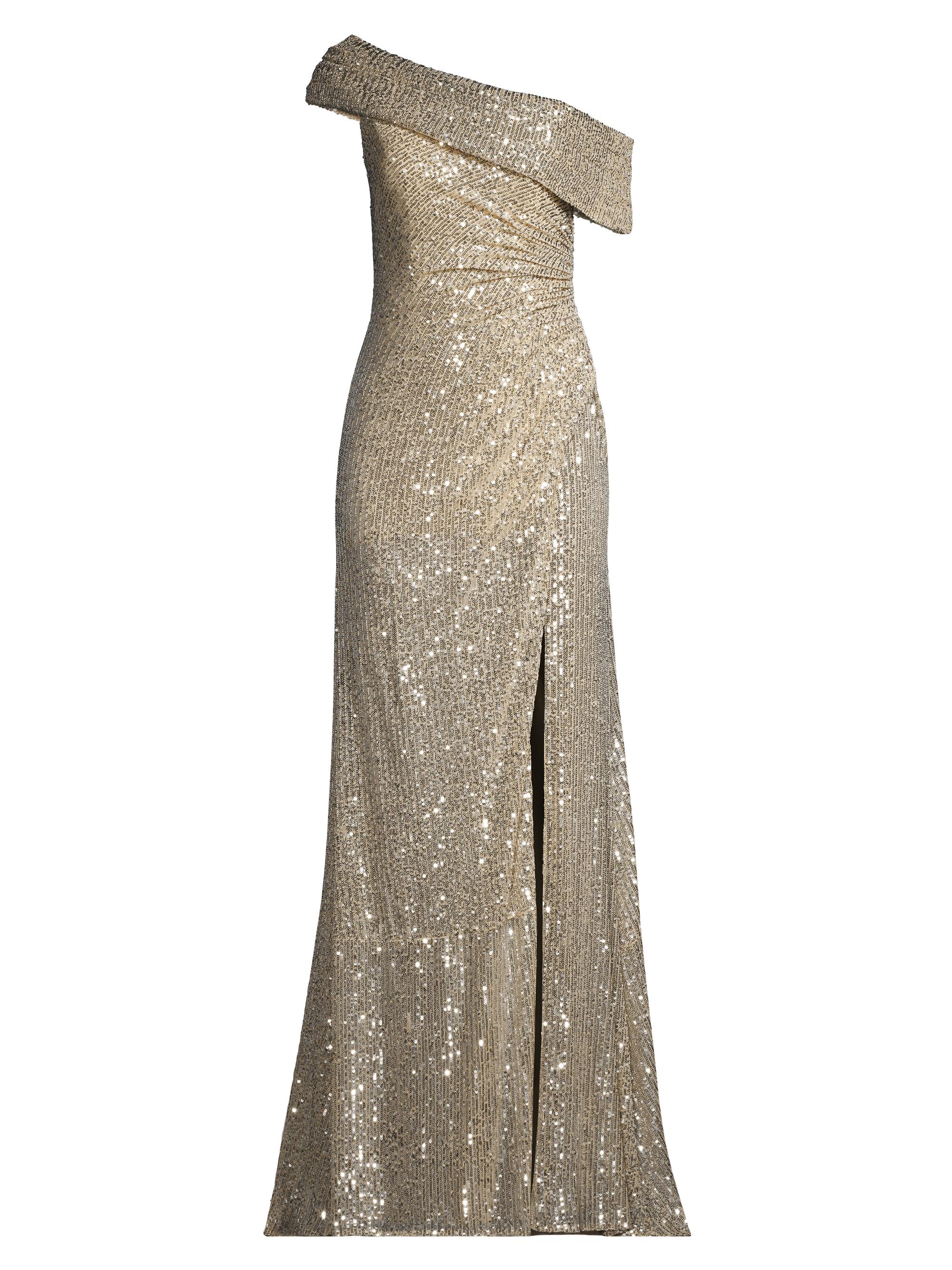 Mac Duggal Women's Asymmetric Sequined Gown - Nude