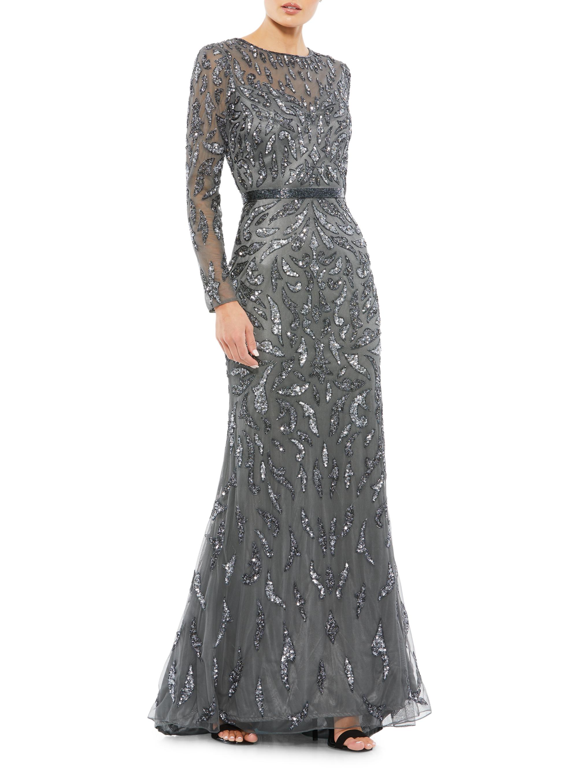 Sequined Fit & Flare Gown