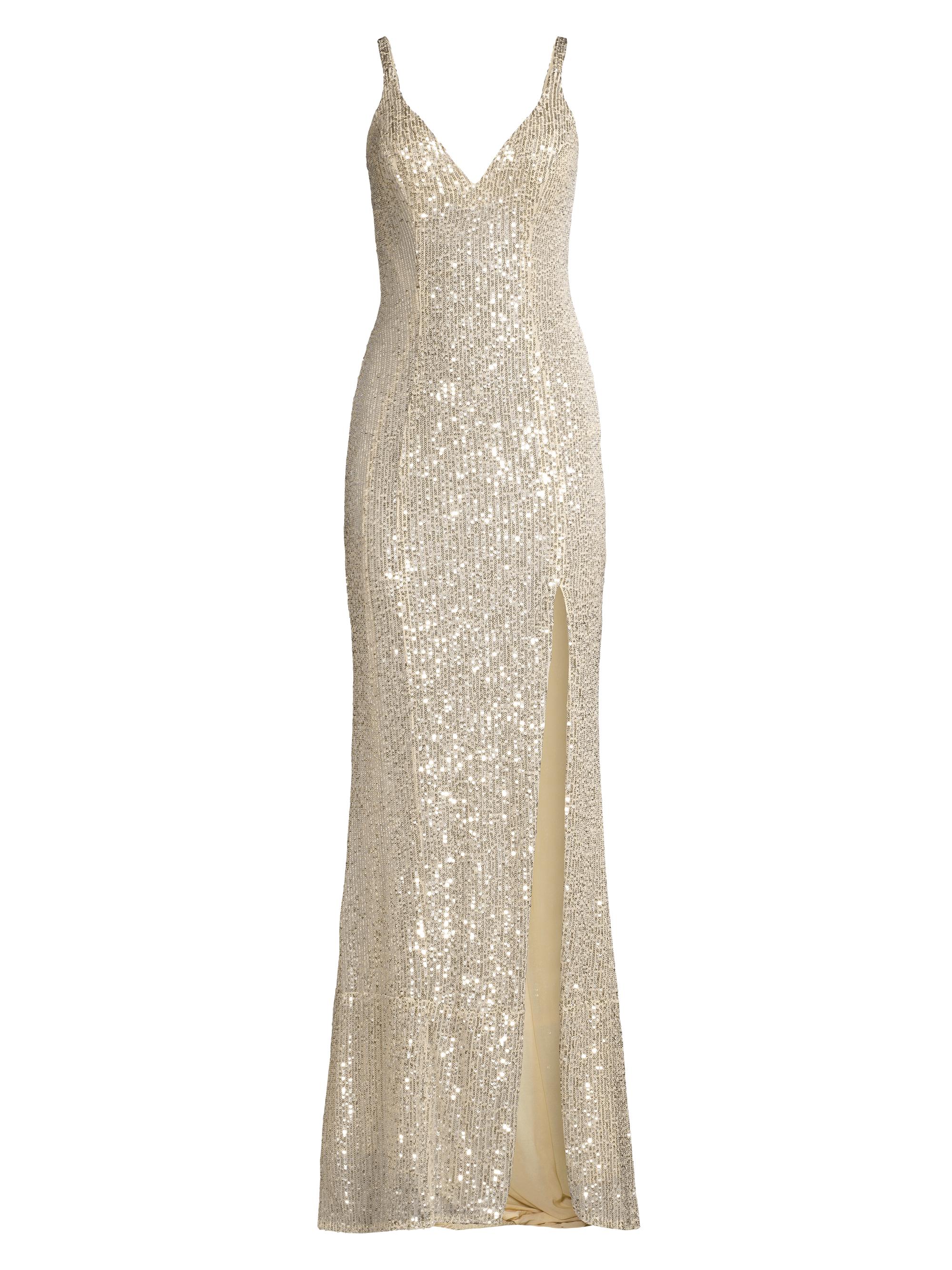 Mac Duggal Women's Ieena Sequin V-Neck Gown - Silver