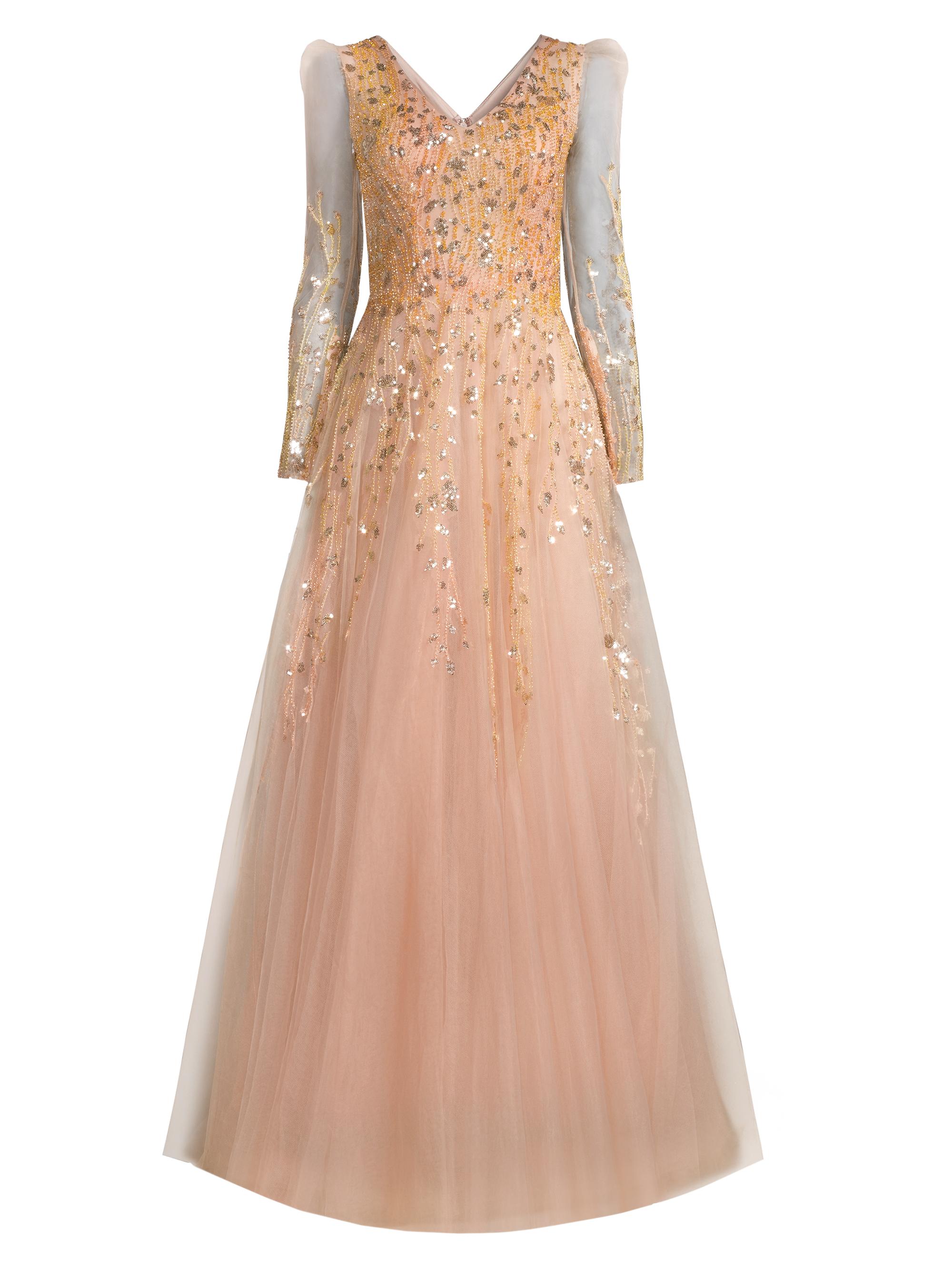 Mac Duggal Women's Beaded Tulle Ballgown - Platinum