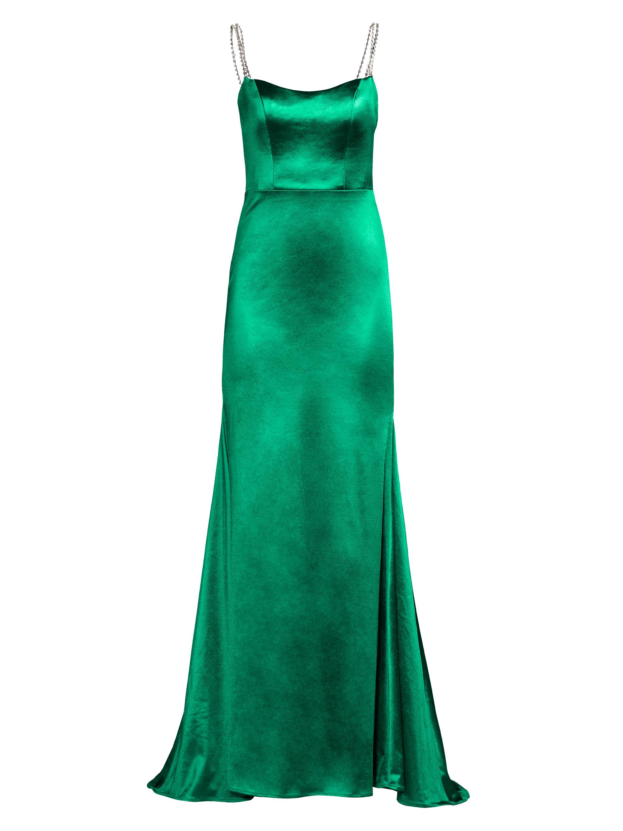 Mac Duggal Women's Ieena Crystal-Strap Satin Gown - Emerald