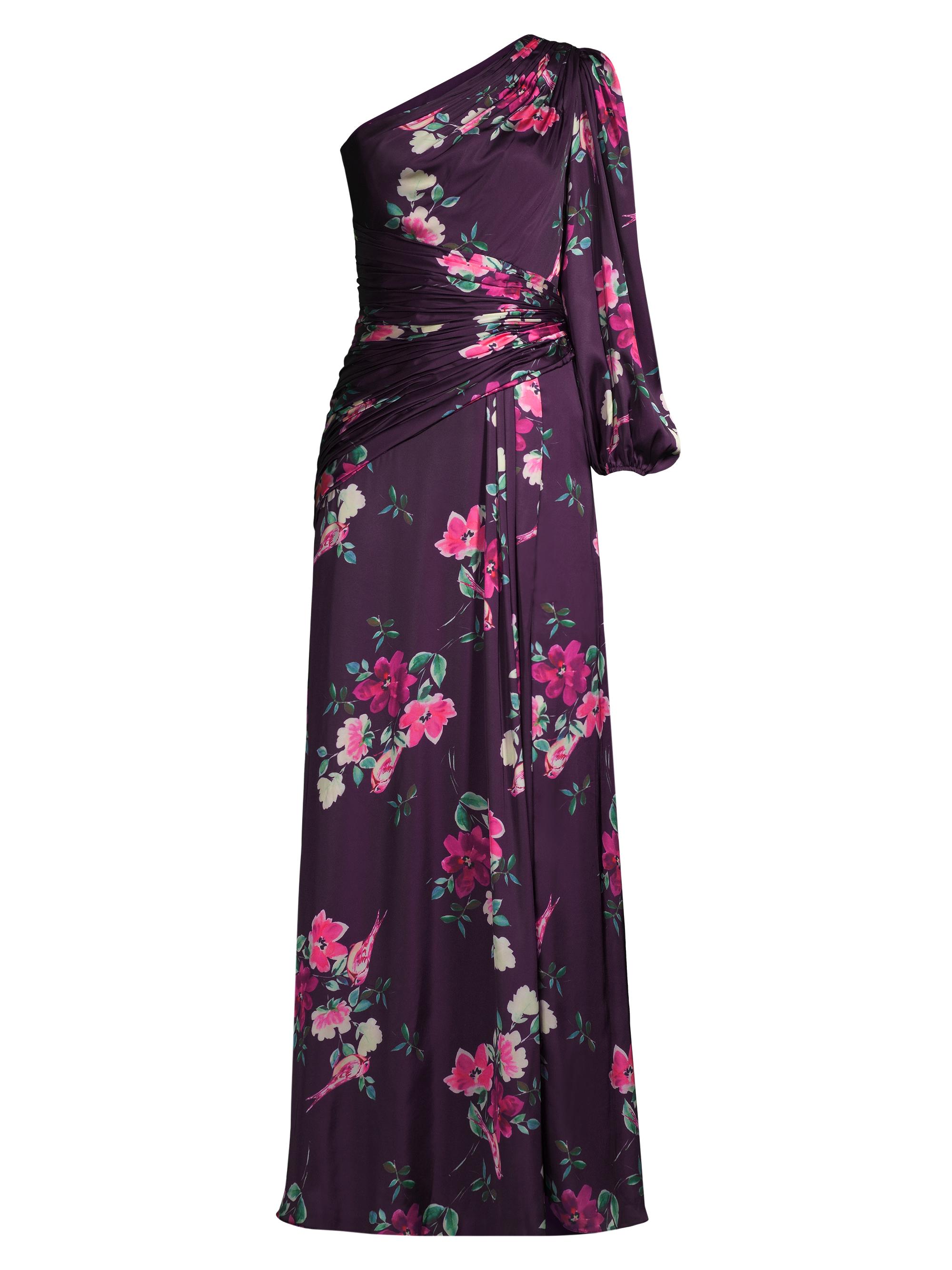 Mac Duggal Women's leena Floral One-Shoulder Gown - Plum Floral