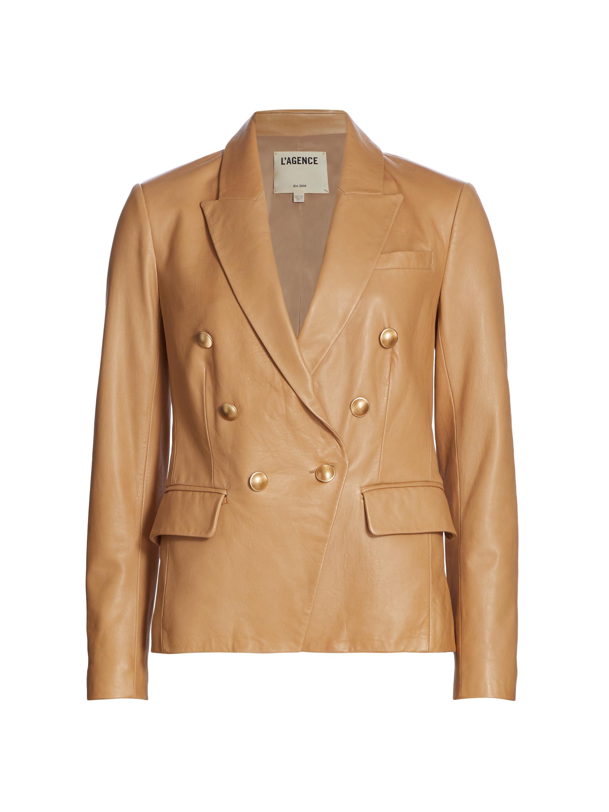 L'AGENCE Women's Kenzie Lambskin Blazer - Camel