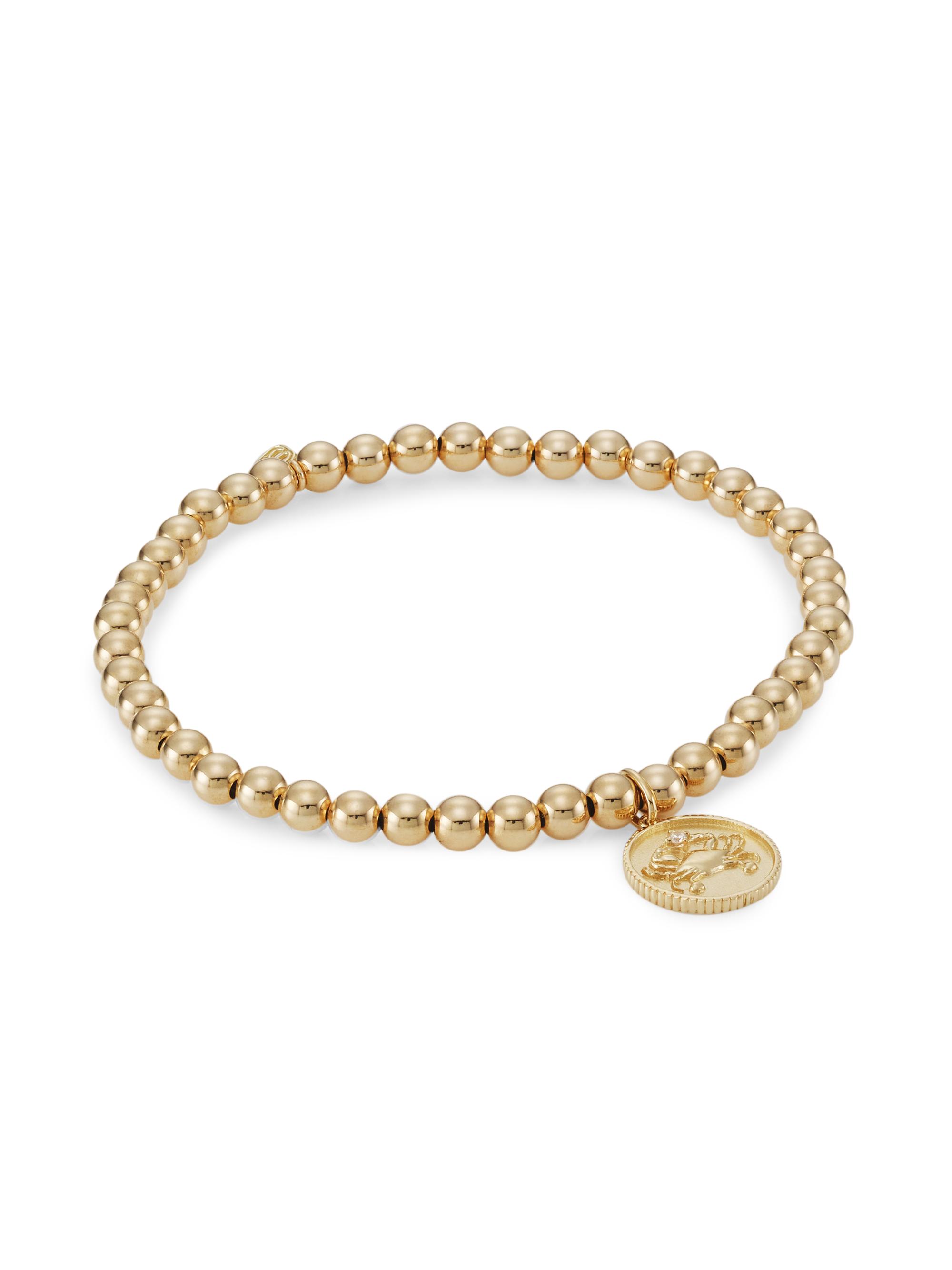 Sydney Evan Women's 14K Yellow Gold & Diamond Horoscope Medallion Bracelet - Cancer