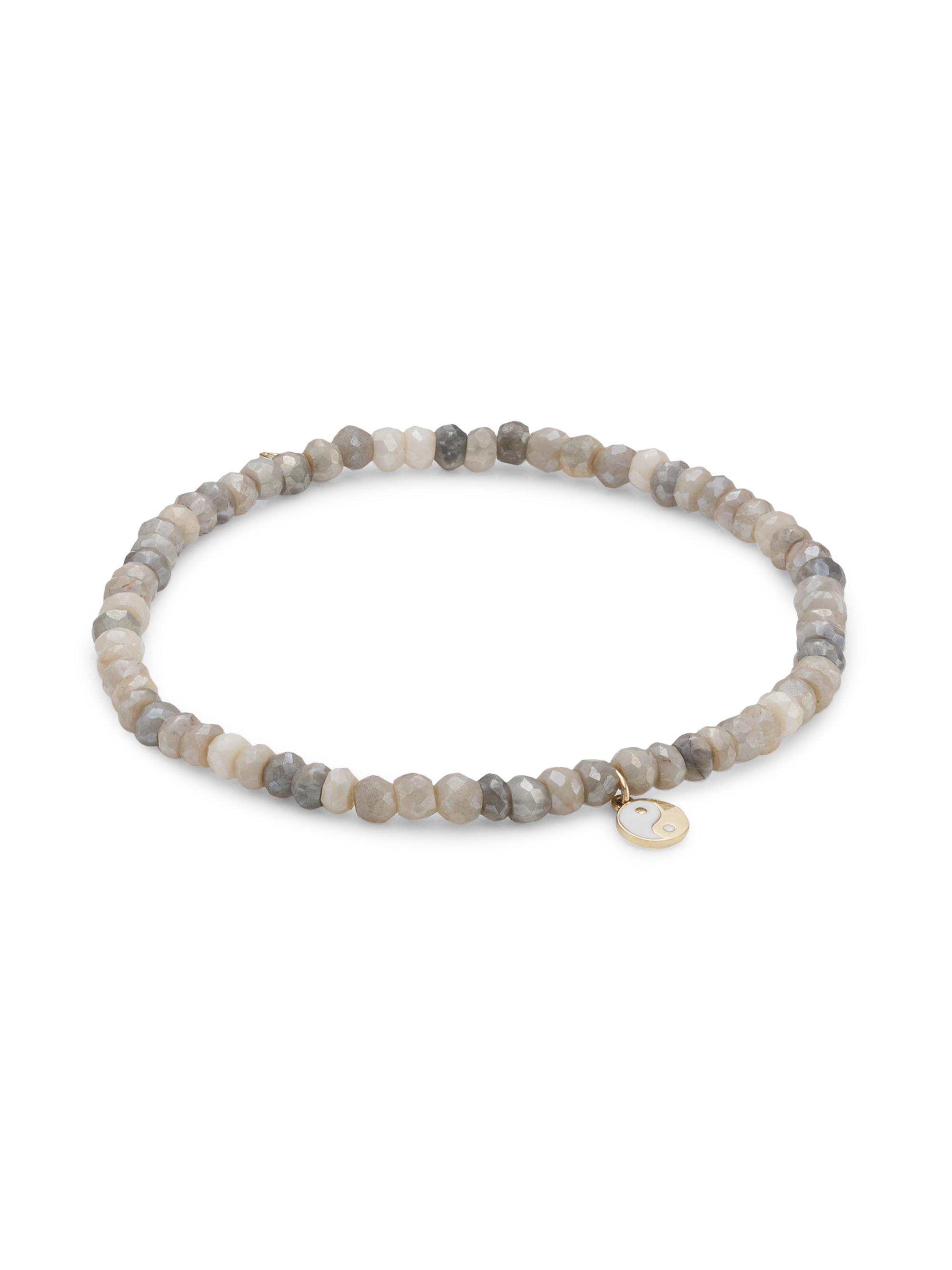 Sydney Evan Women's Yin Yang Mystic Grey Faceted Silverite Bracelet - Grey
