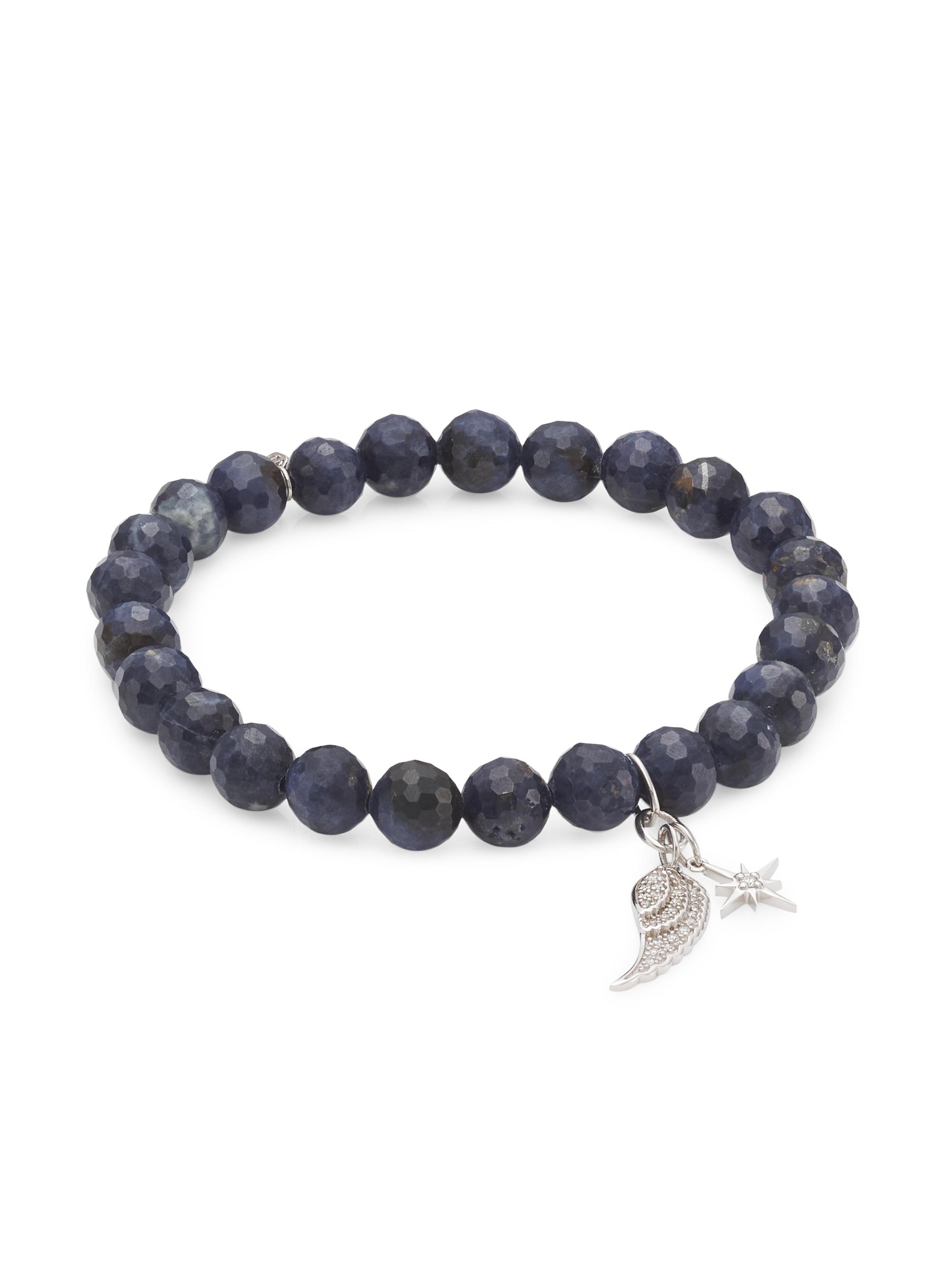 Sydney Evan Women's 14K White Gold, Sapphire & Diamond Mixed-Charm Bracelet - Black