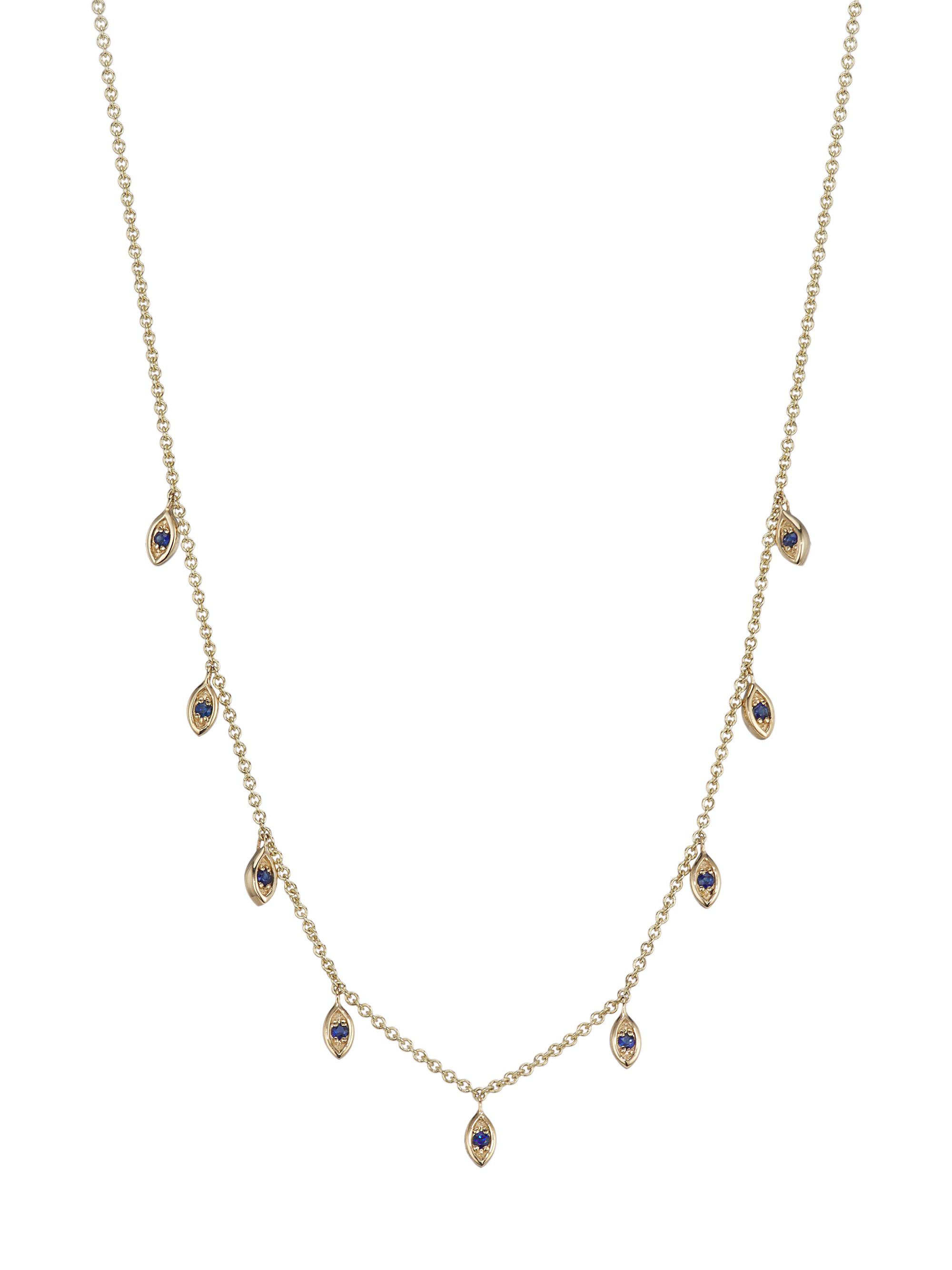 Sydney Evan Women's 14K Yellow Gold & Sapphire Marquise Charm Necklace - Gold