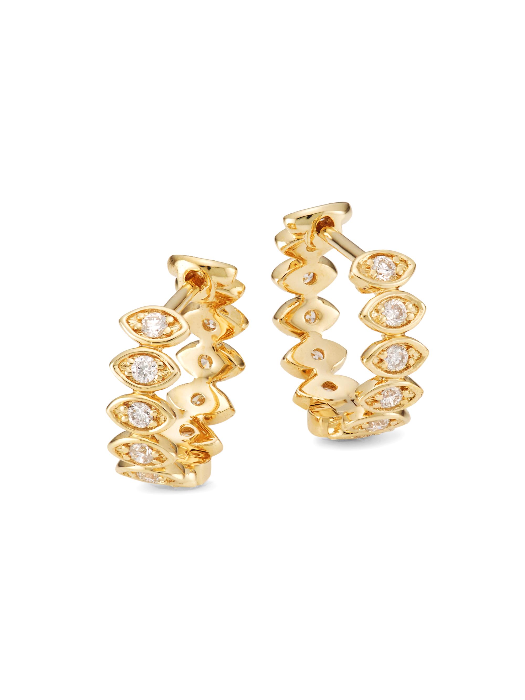 Sydney Evan Women's 14K Yellow Gold & Diamond Evil Eye Huggie Hoop Earrings - Gold