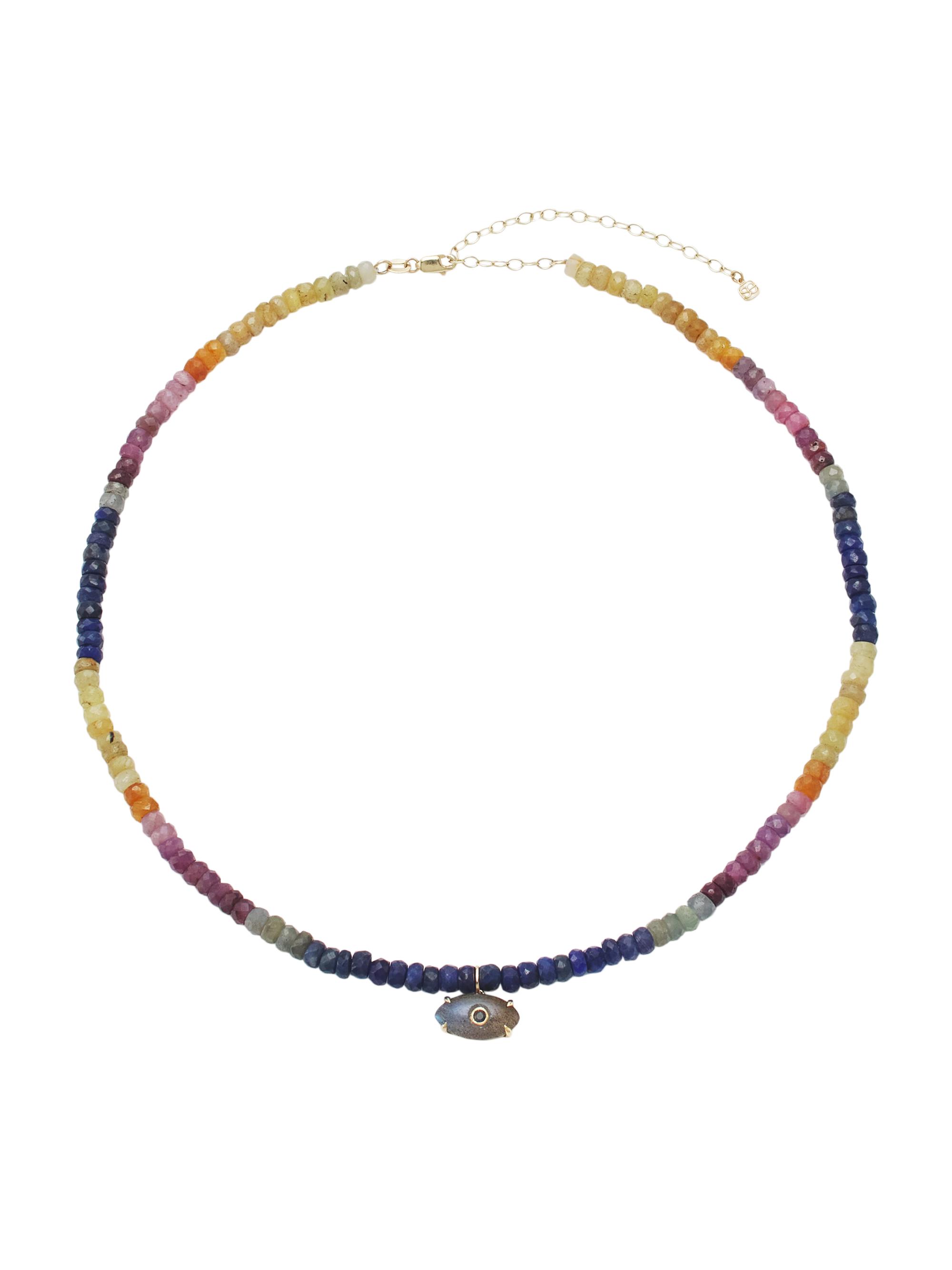 Sydney Evan Women's 14K Yellow Gold, Sapphire & Labradorite Evil Eye Pendant Necklace