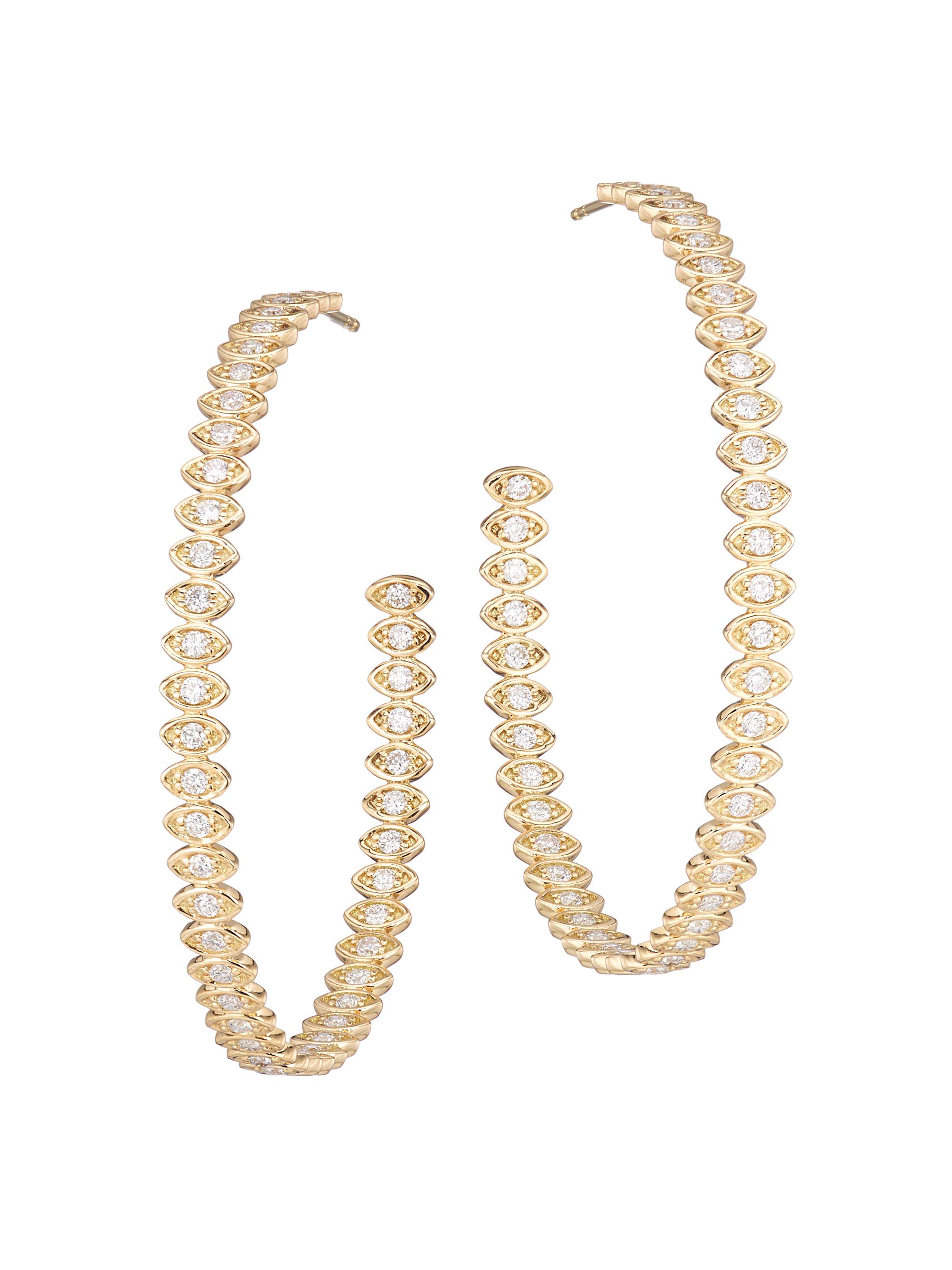 Sydney Evan Women's 18K Yellow Gold & Diamond Evil Eye Hoop Earrings - Gold