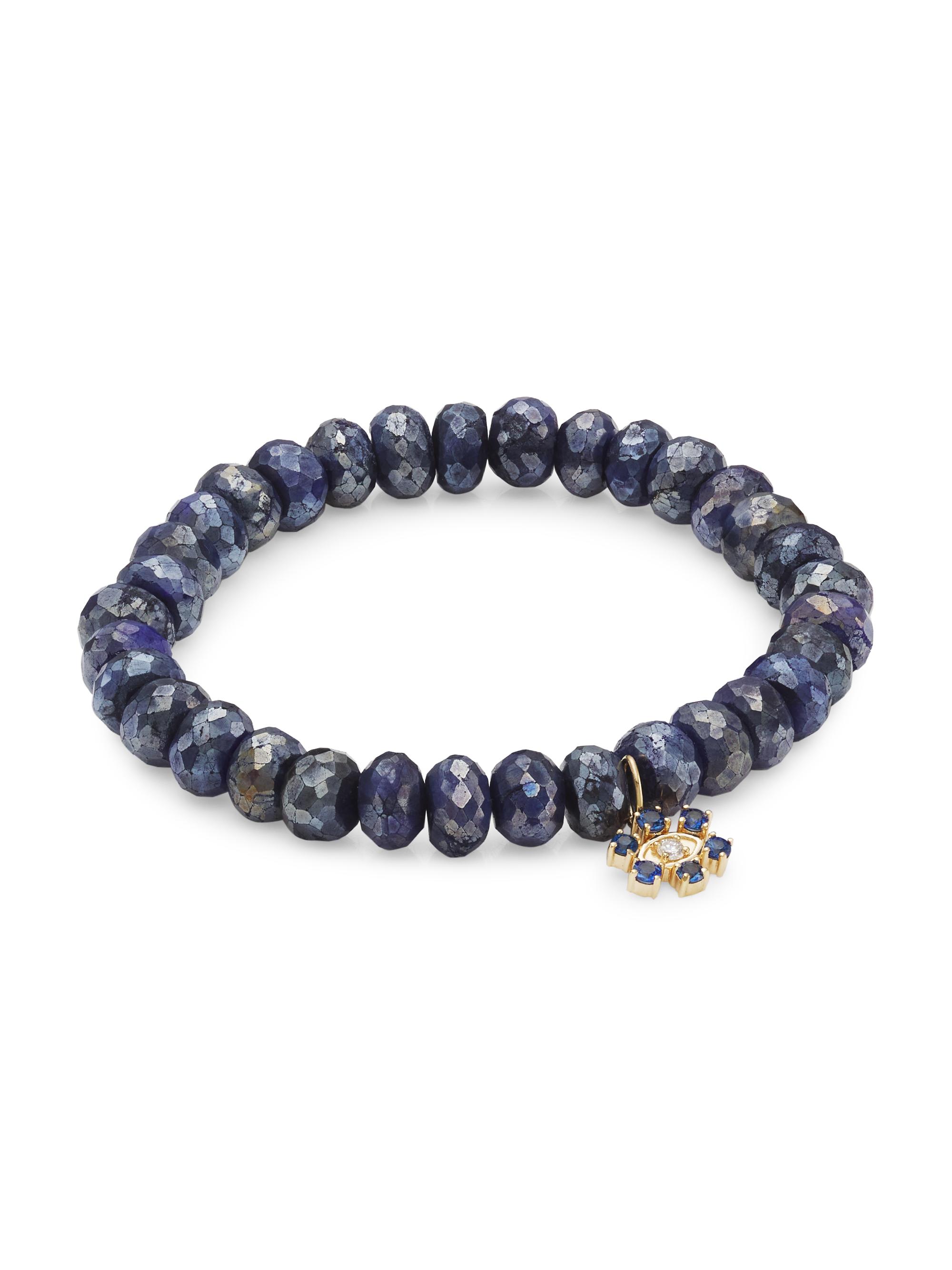Sydney Evan Women's 14K Yellow Gold & Multi-Stone Evil Eye Charm Bracelet - Blue Black