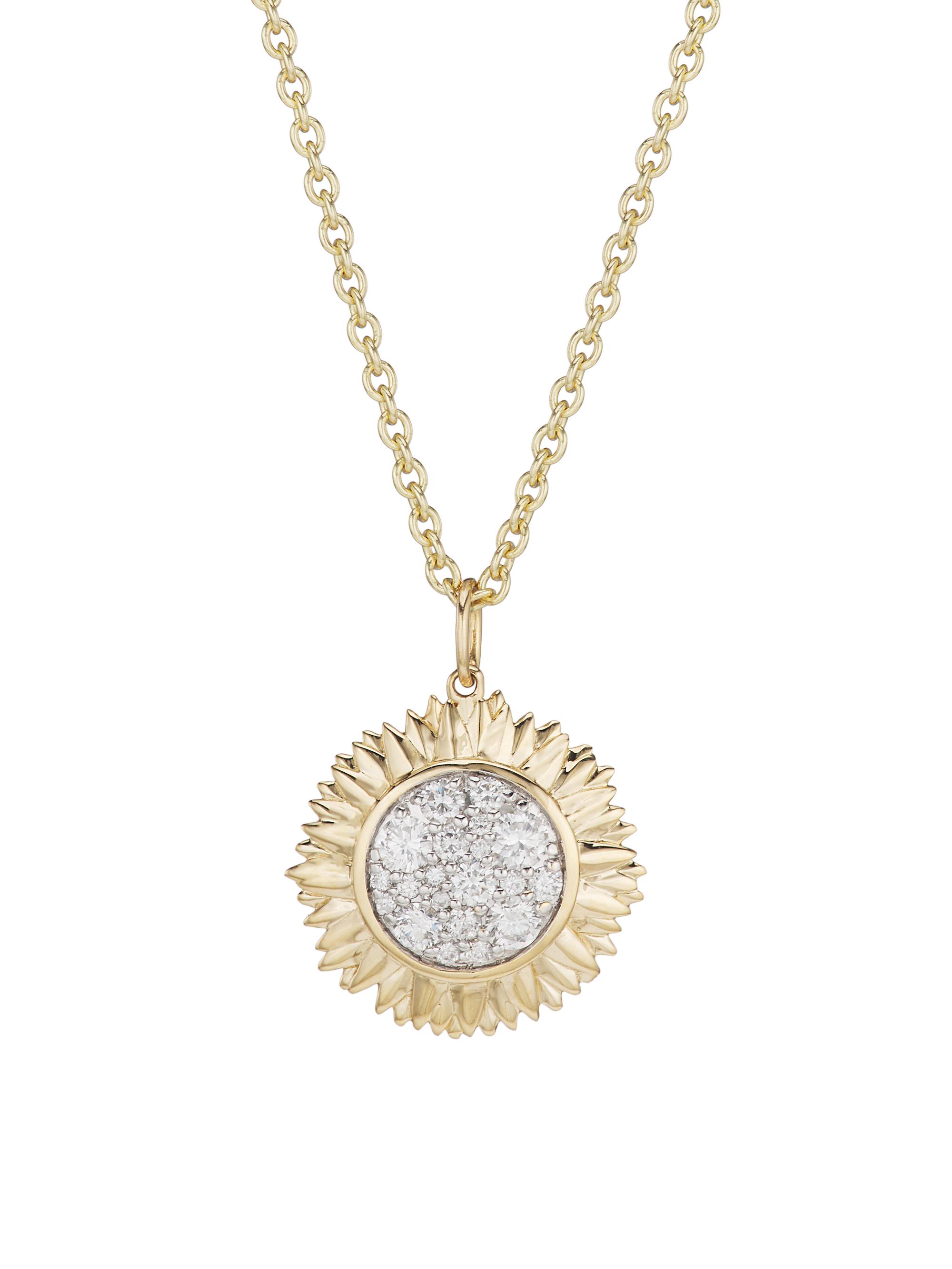 Sydney Evan Women's 14K Yellow Gold & Diamond  Sunflower Pendant Necklace - Gold