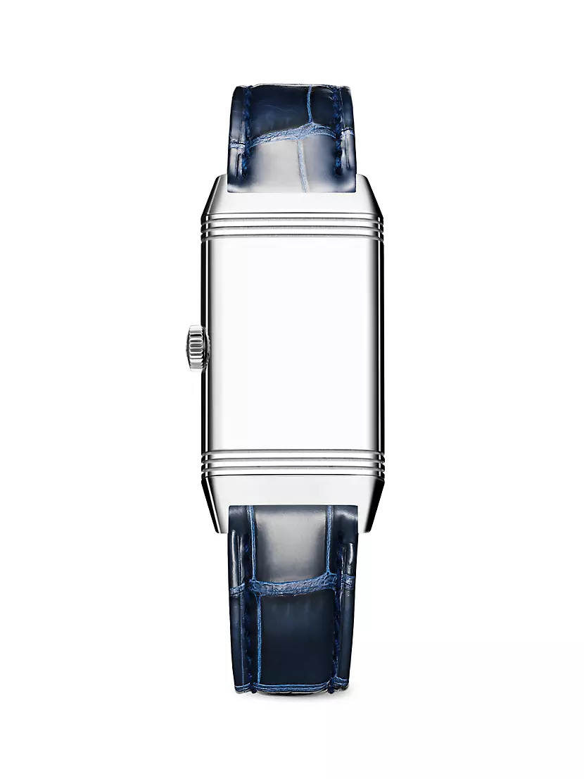 Reverso One Stainless Steel, Diamond & Leather Strap Watch