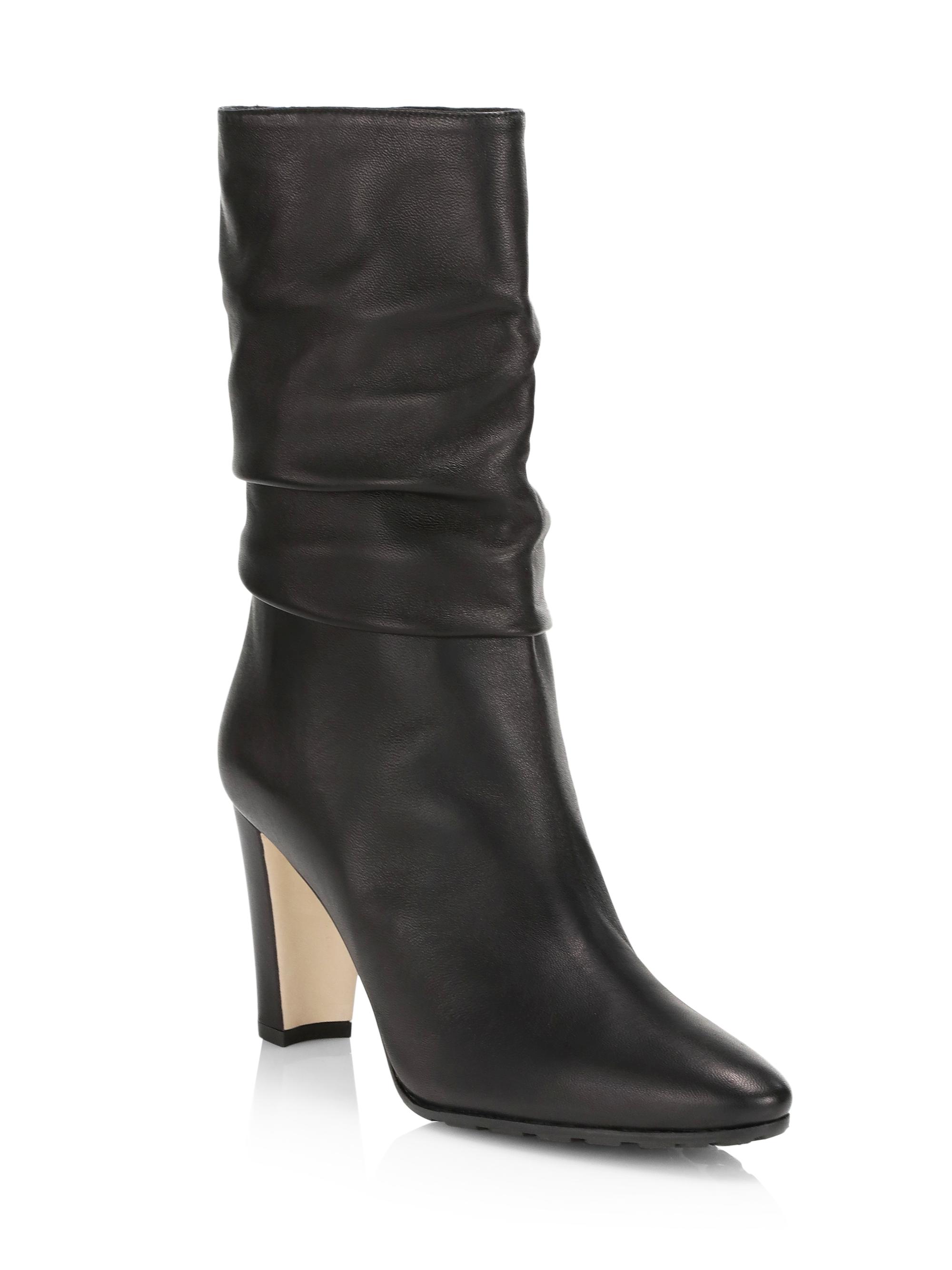 Manolo Blahnik Calasso 90MM Ruched Leather Boots | Saks Fifth Avenue