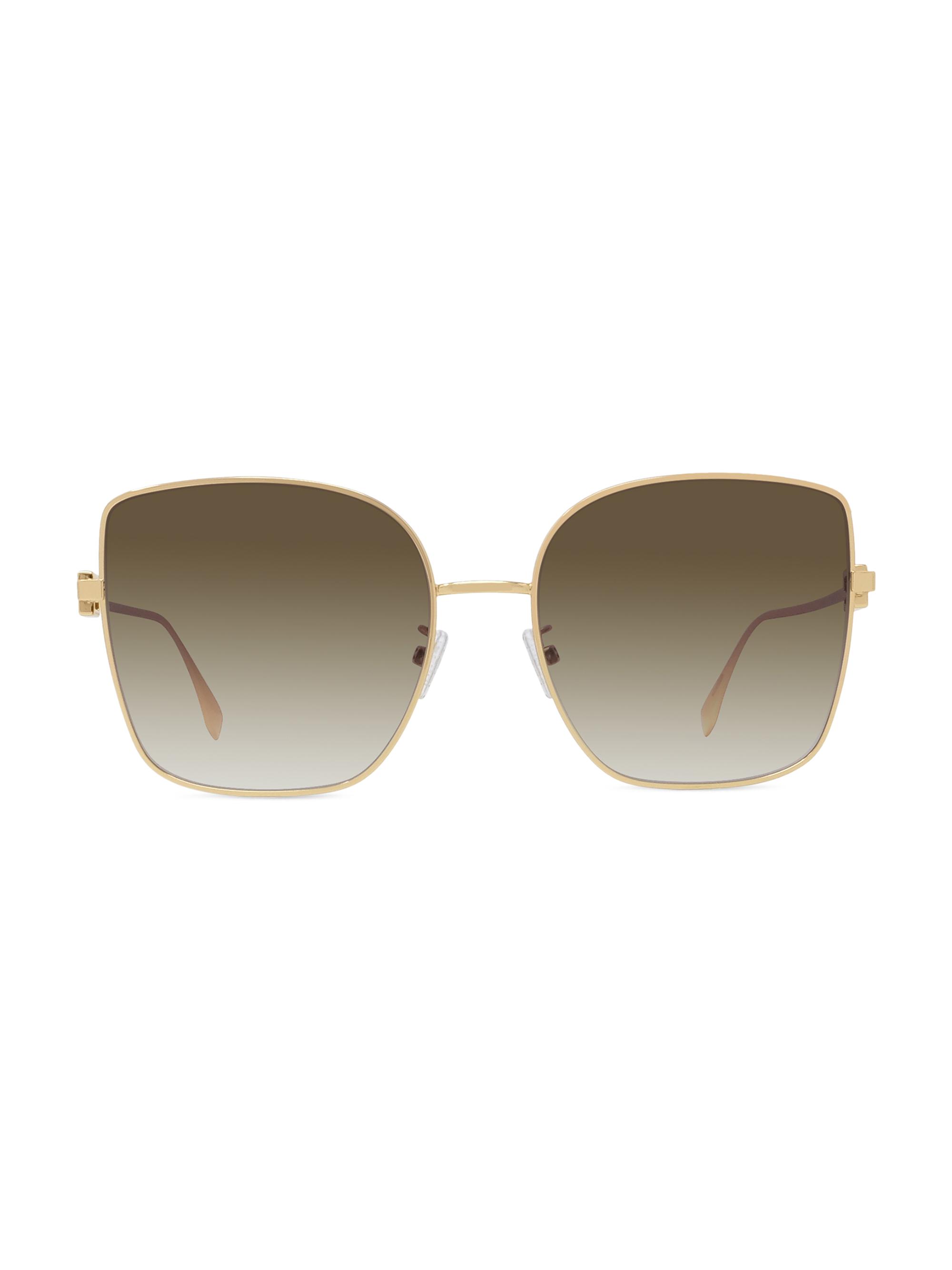 Fendi Women's 59MM Square Metal Sunglasses - Shiny Endura Gold Gradient Brown