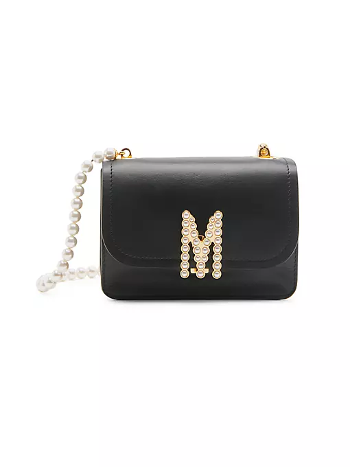 Moschino - Mini M Logo Pearl-Embellished Shoulder Bag