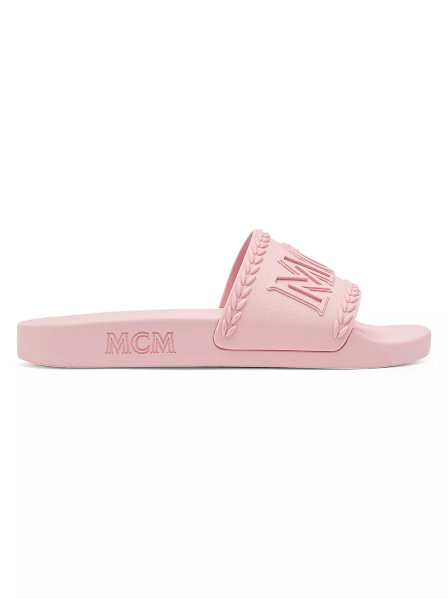 Shop MCM Logo Embossed Laurel Leaves Pool Slide Sandals Saks Fifth Avenue