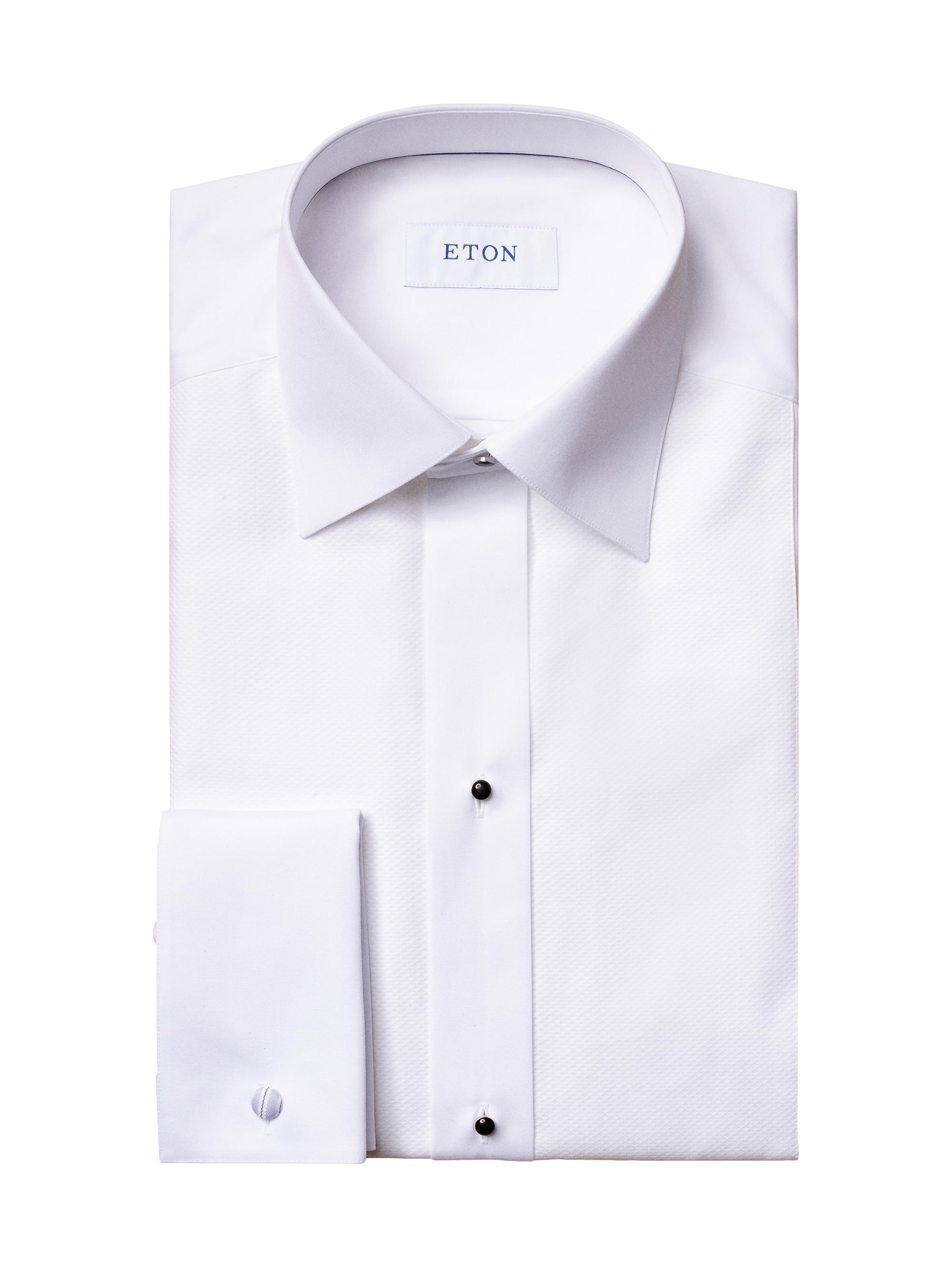 Eton Men's Contemporary-Fit Piqué Bib Dress Shirt - White